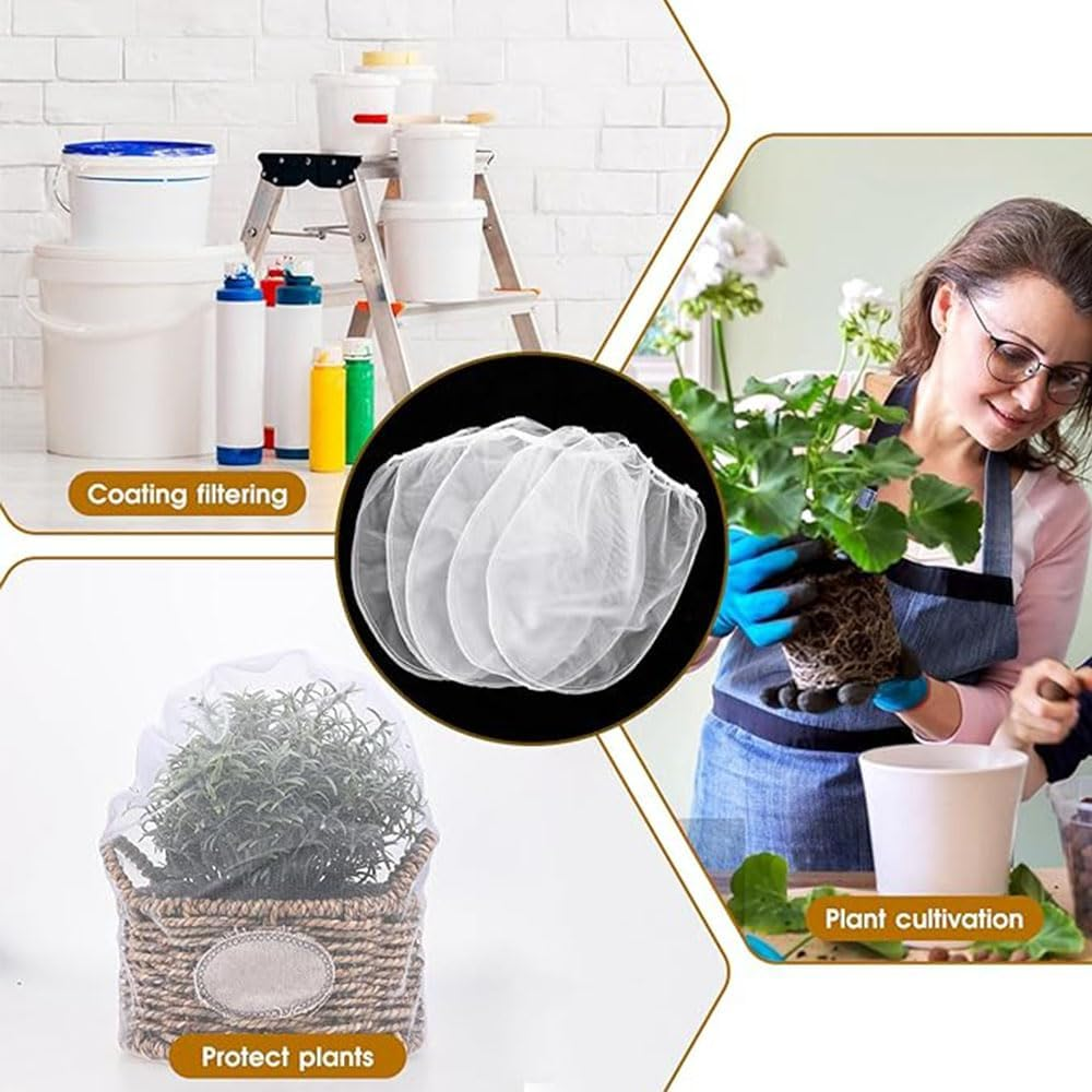 5 Pcs Paint Strainer Bags, Paint & Liquid Filter Bags White Fine Mesh Bucket Strainer with Elastic Top Opening Paint Filtering Bag for Paint Gardening(5 Gallon) image number 1