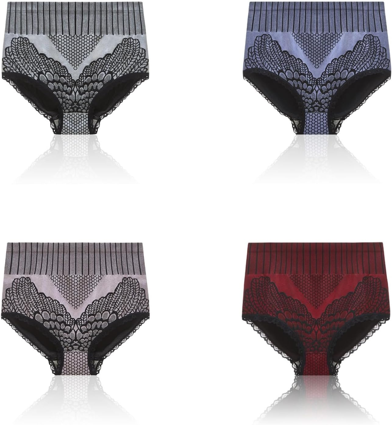 Women'S High Waist Seamless Panties Briefs Body Shaper plus Size Maternity Belly Support 4 Pack image number 5