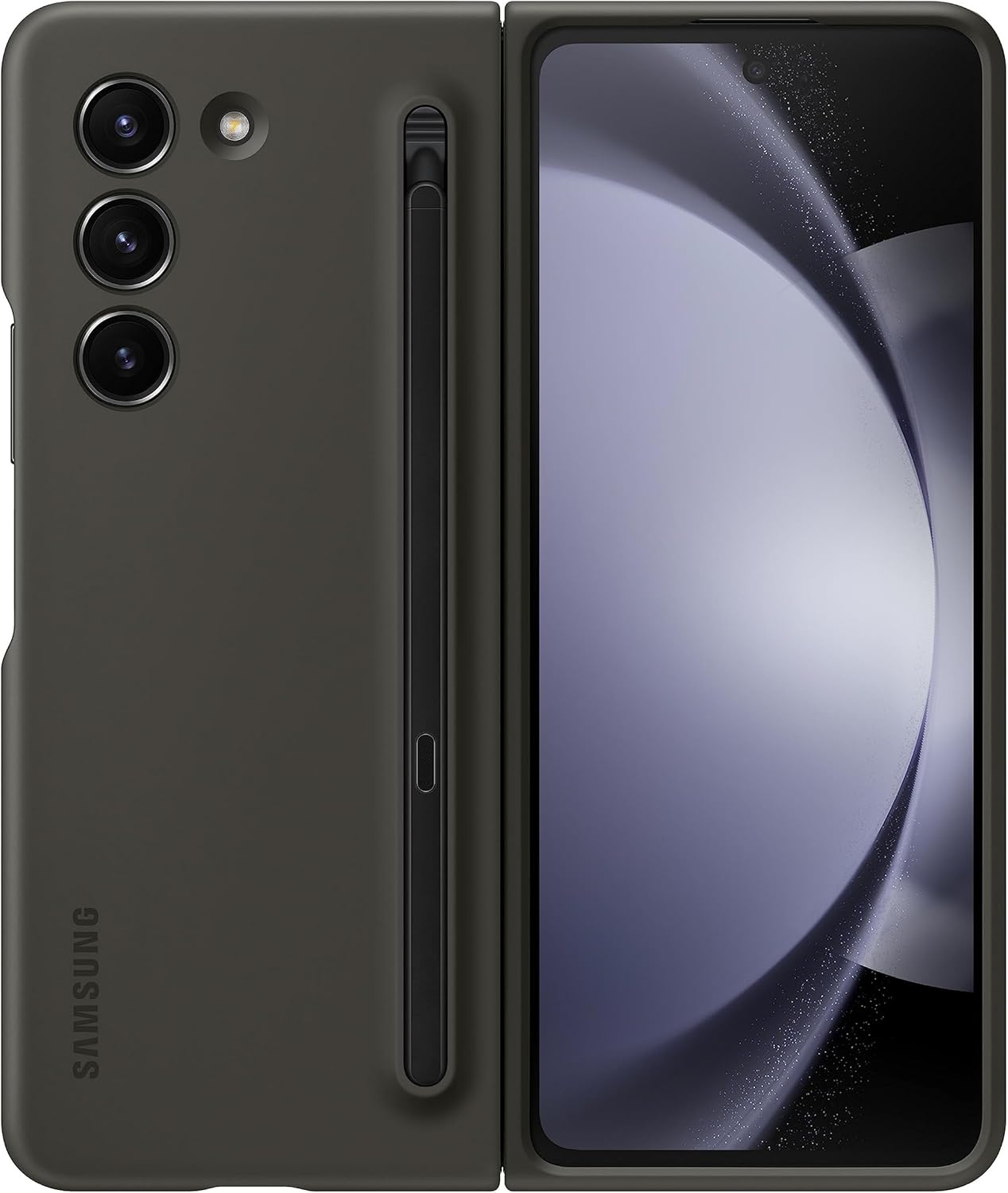 Samsung Galaxy Z Fold5 Slim S Pen Phone Case with Built-In New Compact S Pen, Holder and Storage Slot for Pen, Vibrant Color Options, US Version, EF-OF94PCBEGUS, Graphite image number 4