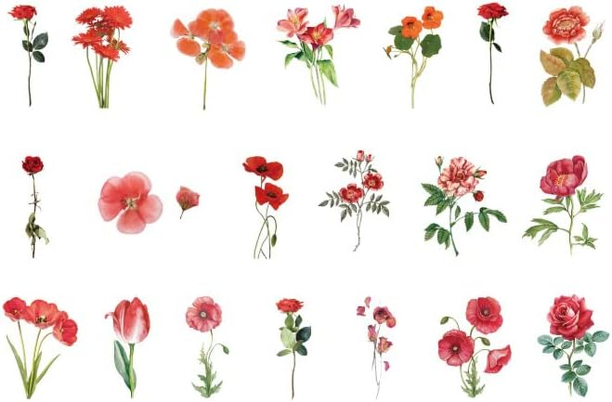 40 PCS Scrapbooking Flower Feather Stickers Journal Diary Transparent Sticker, 40-60Mm Size Range, Lightweight and Vibrant