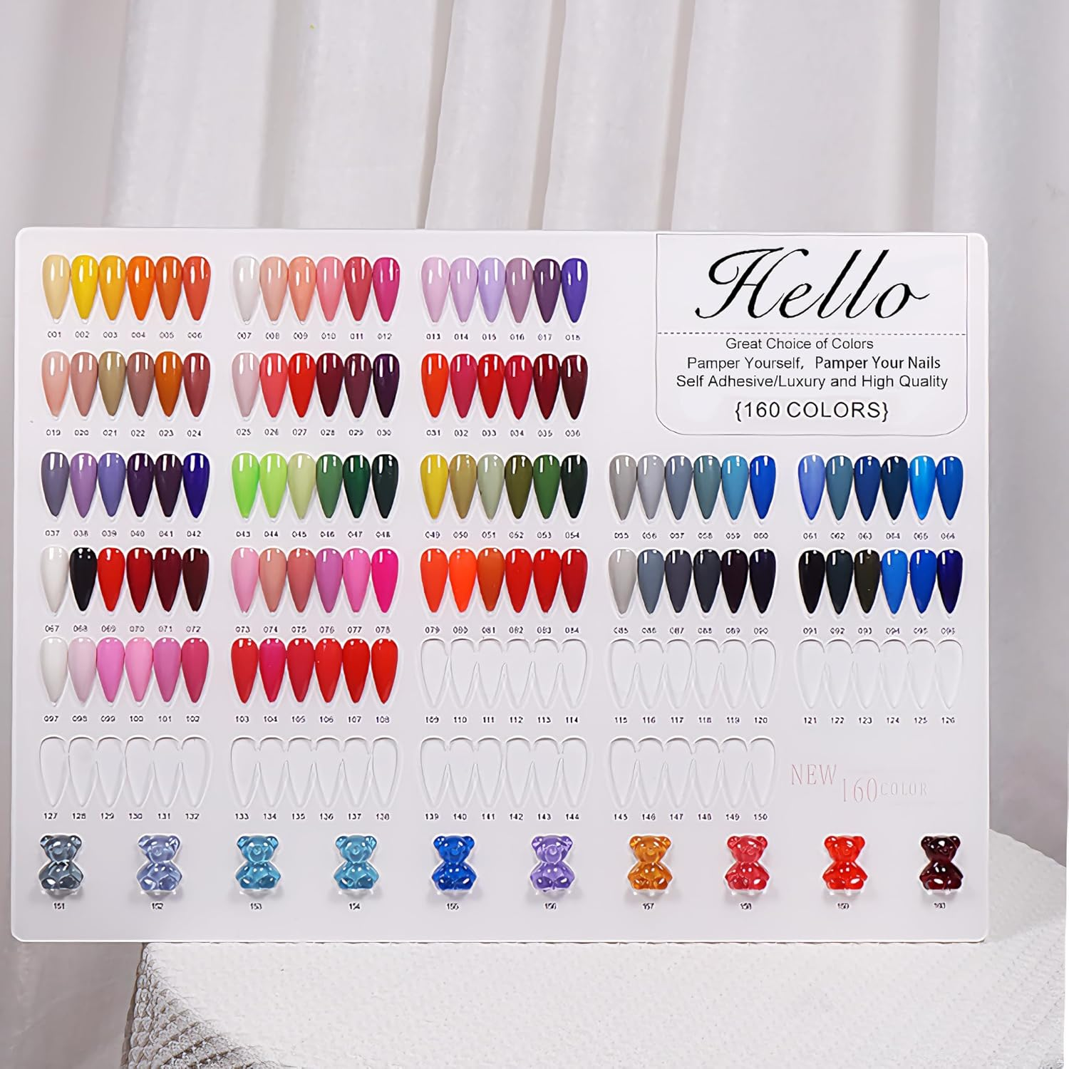 Acycoin2A Acrylic Nail Polish Color Display Board Book Nail Design Chart with 2 Styles Nail Tips Card Board Salon Showing Shelf (160 Colors) image number 2