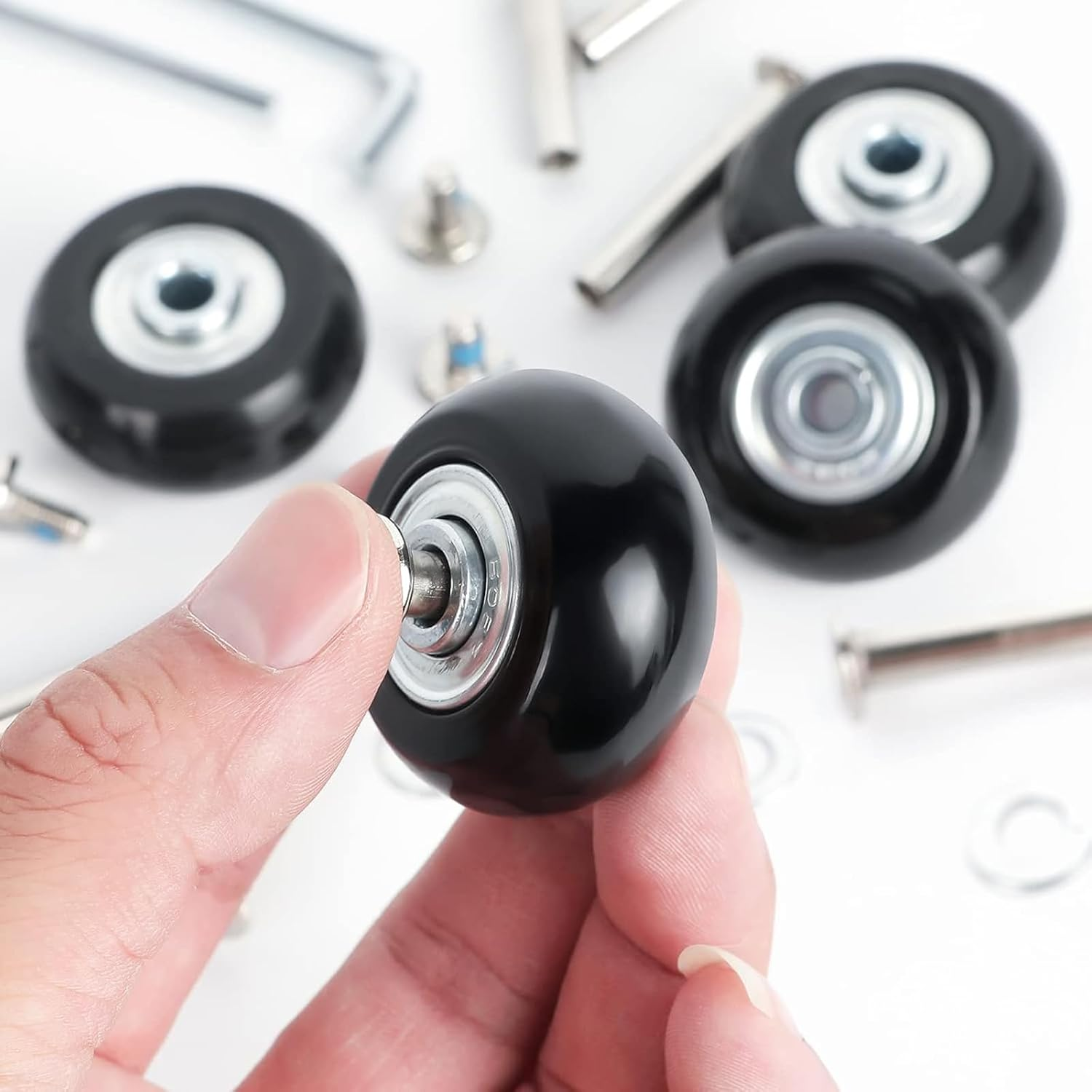 Pack of 4 Suitcase Wheels Replacement Wheels, Universal Luggage Suitcase Replacement Wheels, 50 X 18 Mm Rubber Luggage Suitcase Wheels, Suitcase Wheels Replacement Suitable for Suitcases, Trolleys, image number 1