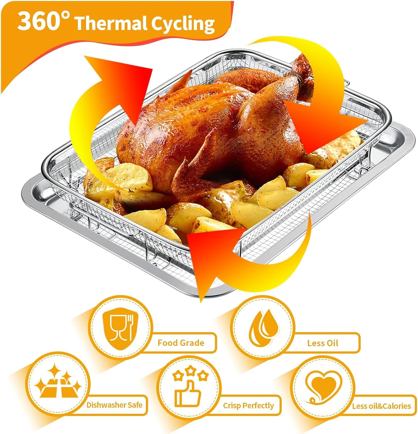 ZERIFAM Baking Sheet with Cooling Rack Set - Stainless Steel Baking Tray, 32.5 * 24.5 * 8Cm, Non Toxic, Easy to Clean, Suitable for Restaurants, Barbecue Shops, Parties, Etc