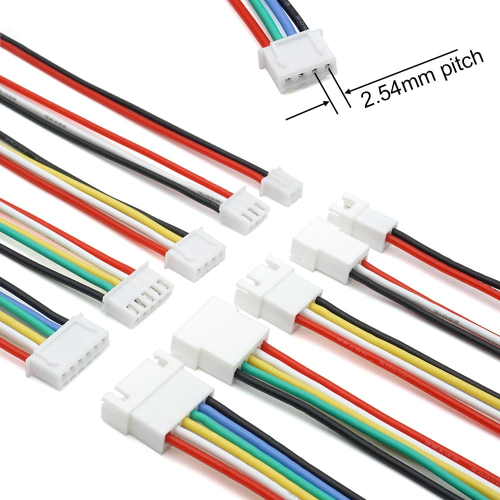 XH 2.54Mm Connector Kit - JST XH Compatible 2.5Mm Pitch Male Female Connector Sockets Plugs and 22AWG Pre-Crimped Silicone Cables Wire 2 3 4 5 6 Pin Housing image number 3