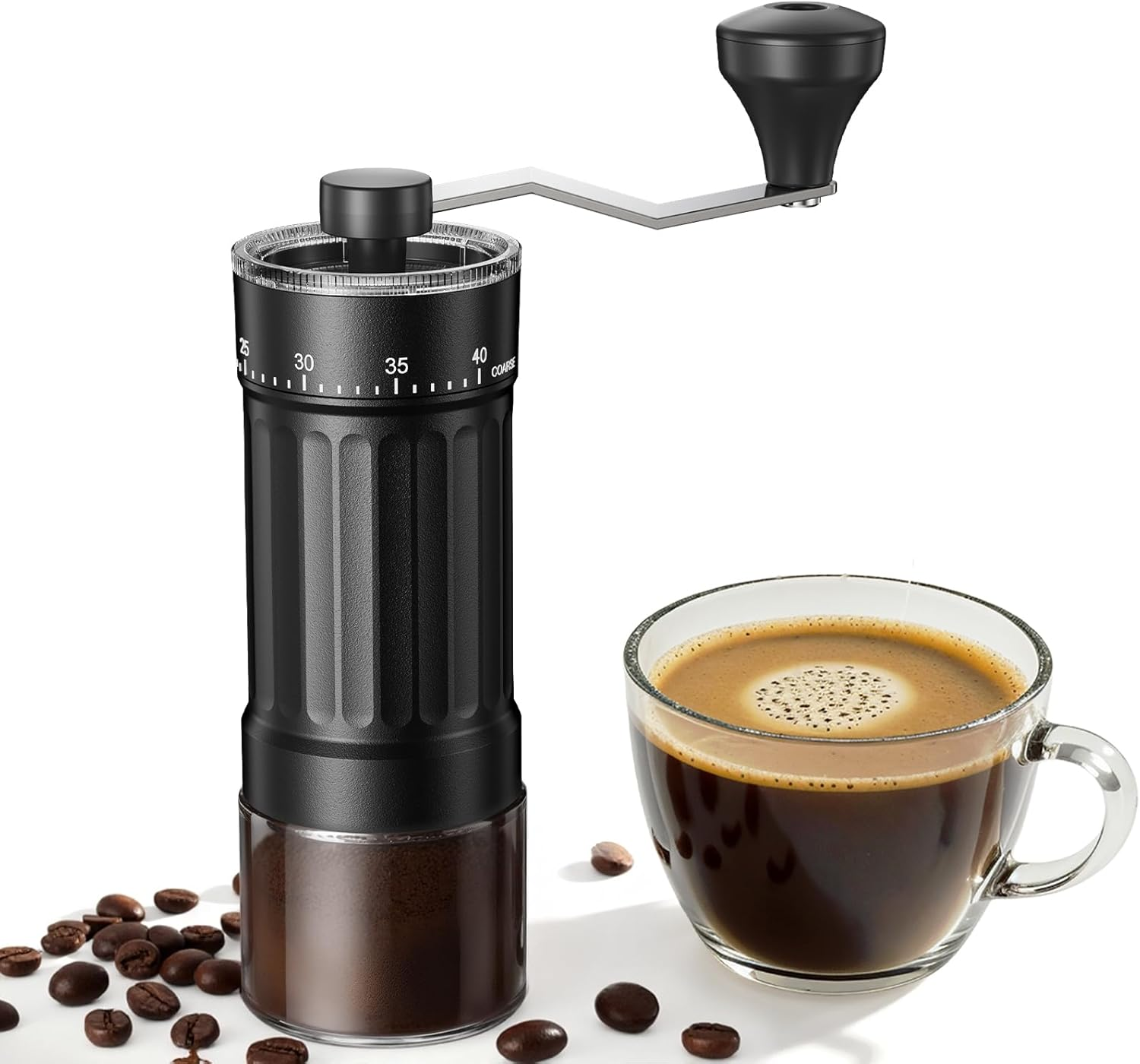 Mini Manual Coffee Grinder with 40 Adjustable Settings, Portable Hand Coffee Bean Mill with 30G Capacity, Conical Burr Coffee Grinder with Crank for Travel, Camping, Office, Espresso, Pour Over, Etc image number 1