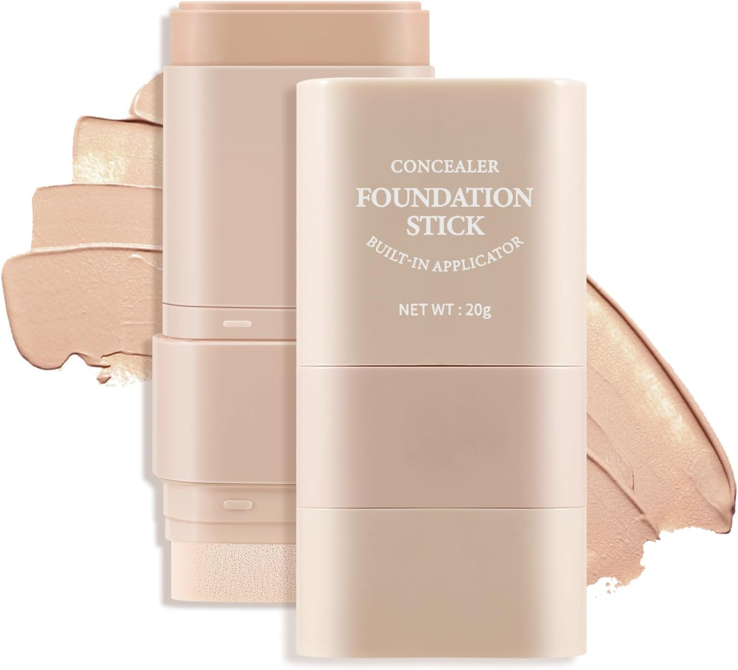 Apooliy 2 in 1 Full Coverage Foundation Stick,Hydrating Lightweight Foundation Makeup Stick,Built-In Applicator,Long-Lasting Cream Concealer,Natural Colour
