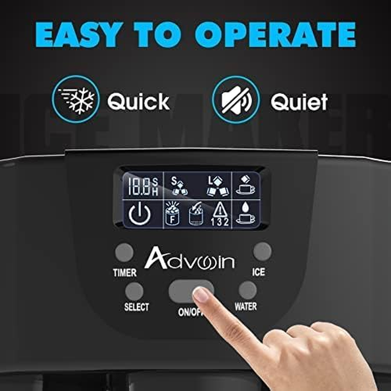 ADVWIN Countertop Ice Maker Built-In Water Dispenser, 12KG/24H, Portable Ice Cube Machine for Home, Bar, Party image number 4