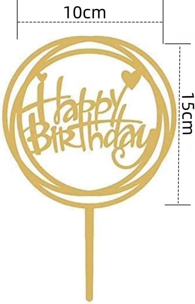 Changyeah Happy Birthday Cake Topper,12 Pieces Acrylic Cake Topper,Happy Birthday Gold Cake Topper Set, Birthday Decoration for Children and Adults