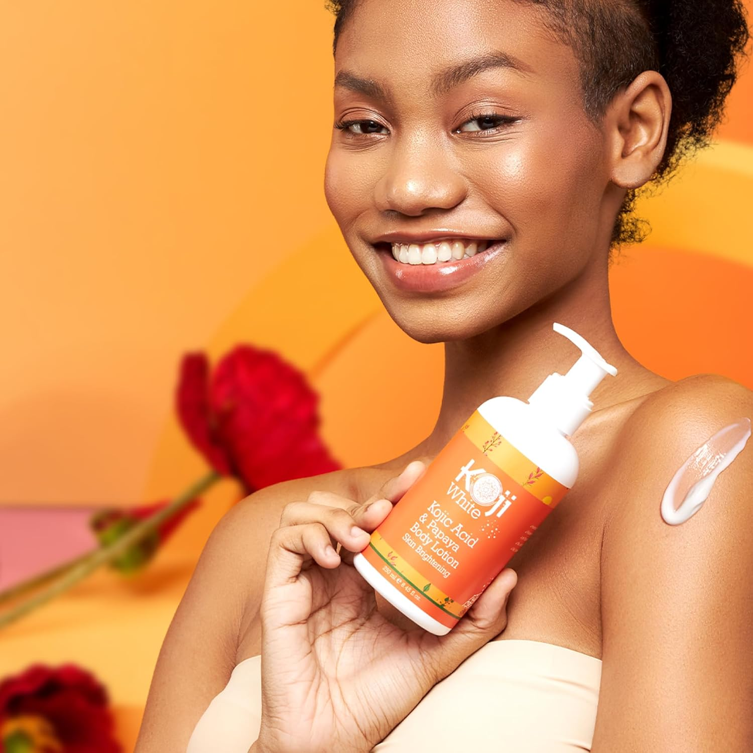 Koji White Kojic Acid & Papaya Body Lotion - Skin Brightening, Nourishing, Radiance, Vegan, 8.45 Fl Oz (2 Bottles) image number 3