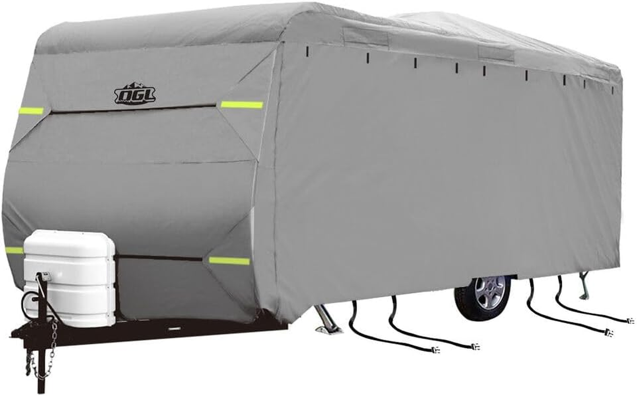 14 to 16Ft Caravan Cover Travel Campervan Trailer Accessories 4 Layer Water UV Proof Heavy Duty Polypropylene Protector with Storage Bag Hitch Cover image number 4