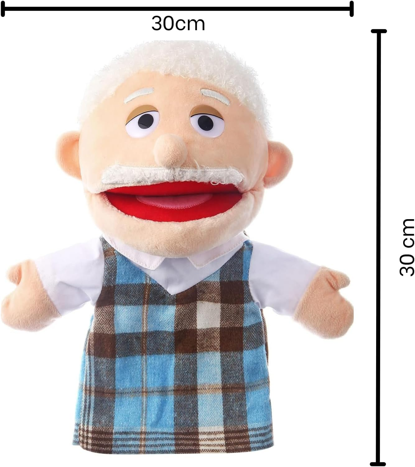 Hand Puppet &ndash; Grandpa and Grandma &ndash; Moving Mouth Human People Puppet Toy for Kids - 30Cm - Nanna and Pop Family Glove Puppet image number 1