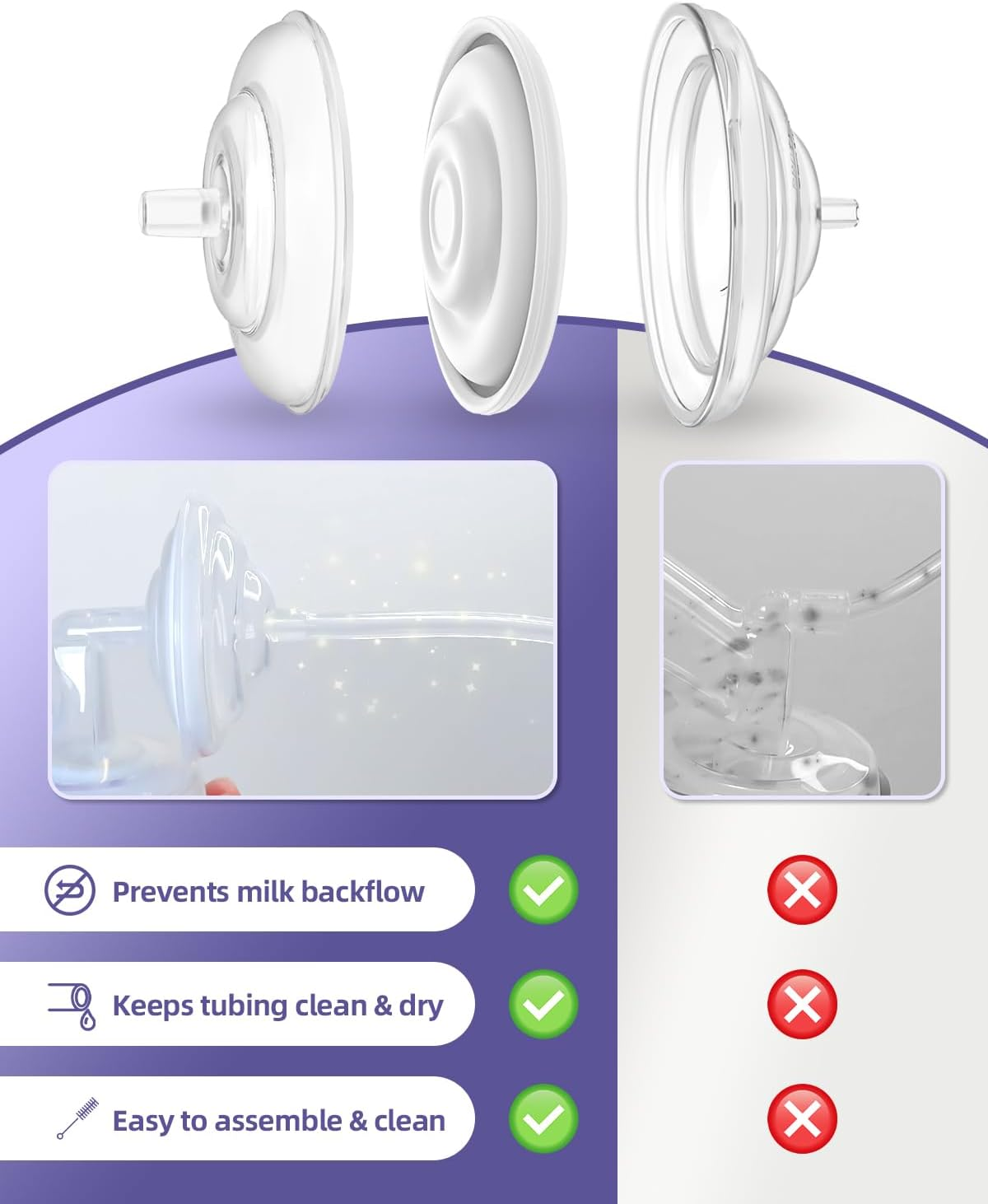 KAIYIV 4 Pcs Backflow Protector Compatible with Spectra S2 S1 and 9 Plus, Not Original Spectra Backflow Protector Replacement Pump Parts S2 Accessories image number 4