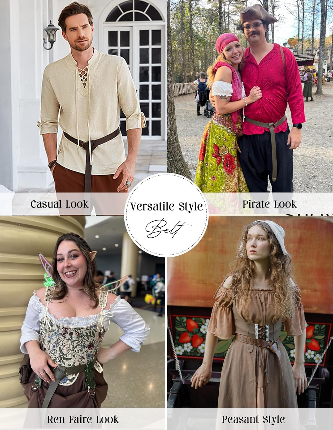 Scarlet Darkness Medieval Leather Belt Renaissance Accessory Pirate Viking Belt - Black image number 5