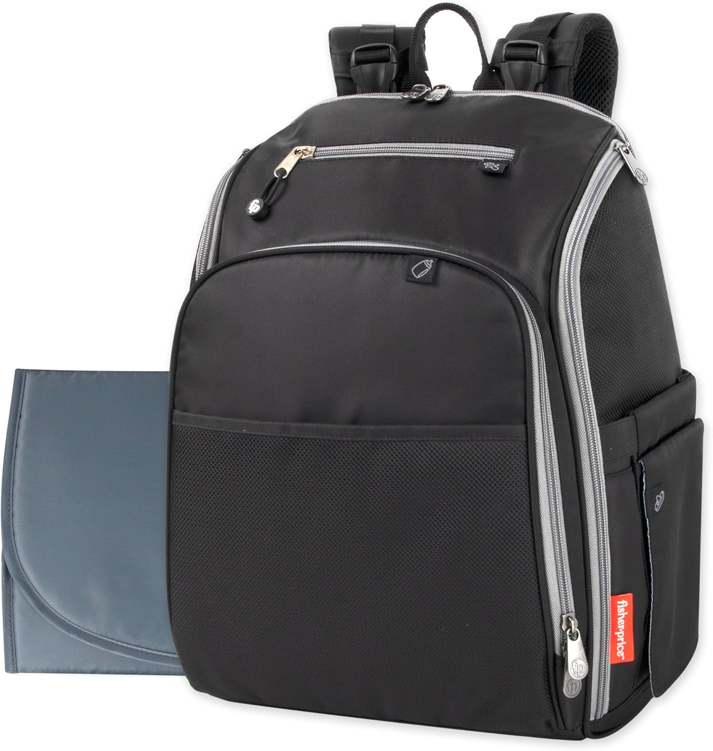 Fisher-Price Fastfinder 3 Piece Set Diaper Bag Backpack for Moms & Dads with Changing Pad and Wipes Pocket