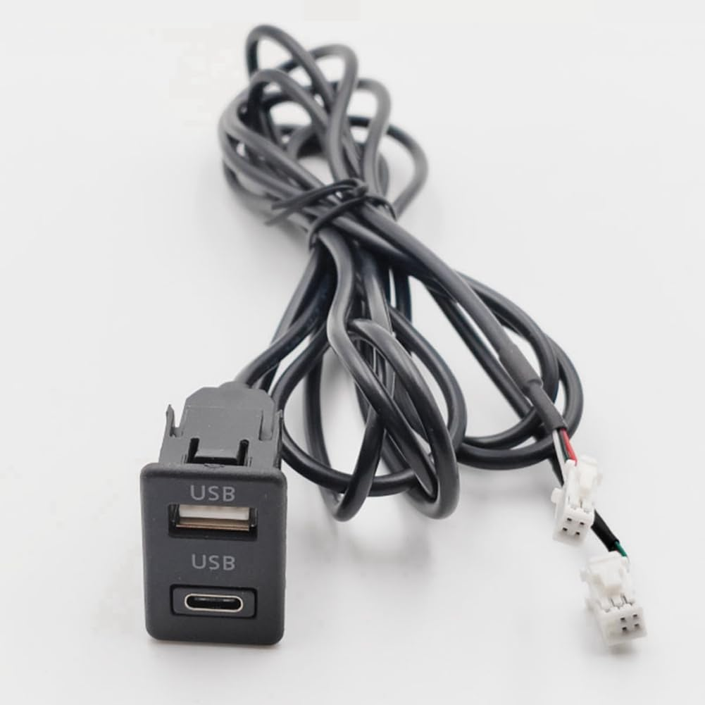 Car Dash Mount Usb+Type-C Port Panel Interface Extension Cable Adapter Car Dashboard Vehicle Navigation USB Socket