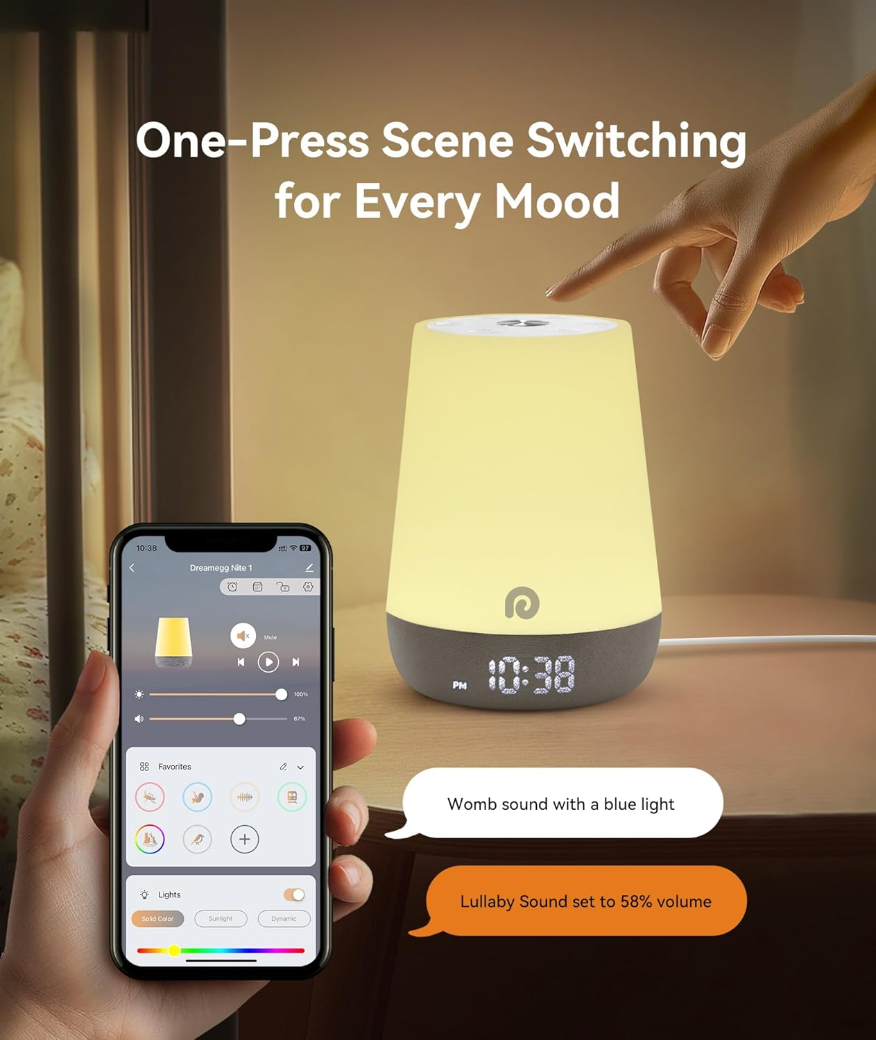 Dreamegg Baby Sound Machine - White Noise Machine & Sleep Trainer Clock for Kids, Sound Machine for Baby with Night Light, 34 Soothing Sounds, Smart Control, Routine Builder for Toddler Bedroom Gift image number 4