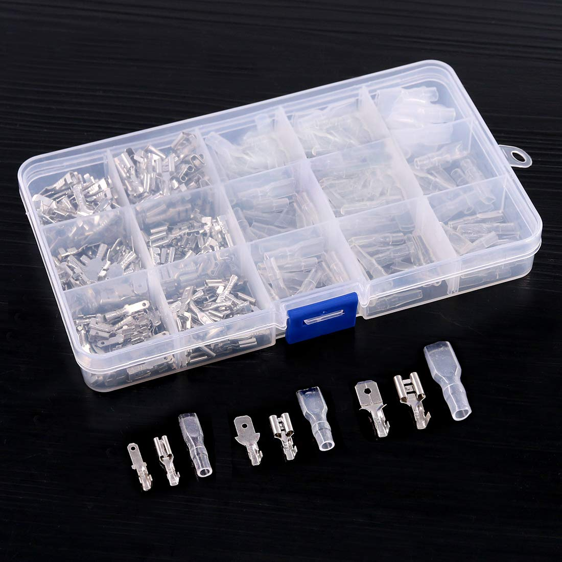 315Pcs 2.8/4.8/6.3Mm Male and Female Spade Quick Connectors Wire Crimp Terminal Block with Insulating Sleeve Assortment Kit Perfect for Electrical Wiring Car Audio Speaker