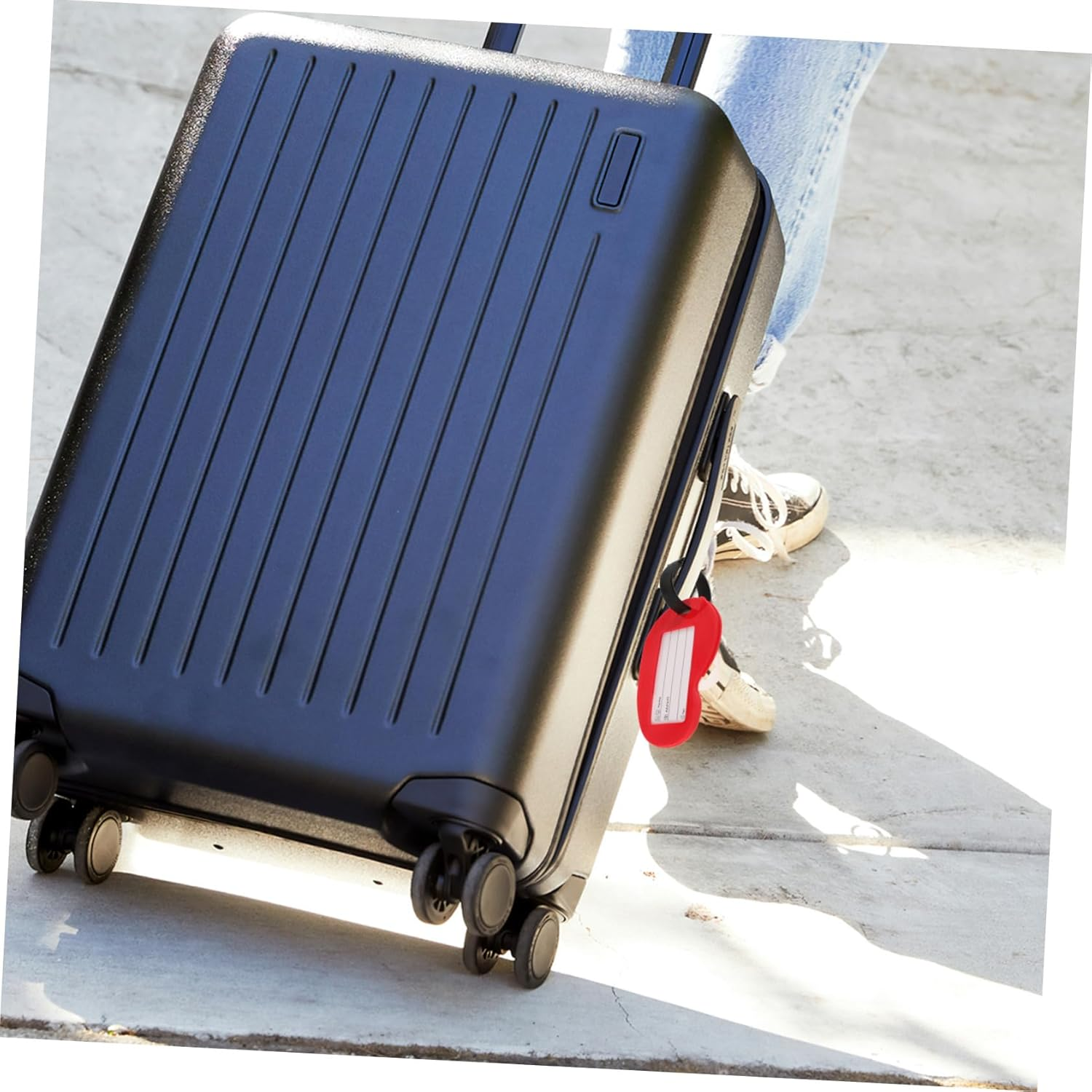 AKOOSY PVC Luggage Tag for Suitcases Red Travel Bag Identifier Label Sturdy Hanging Suitcase Tag for Checked Luggage