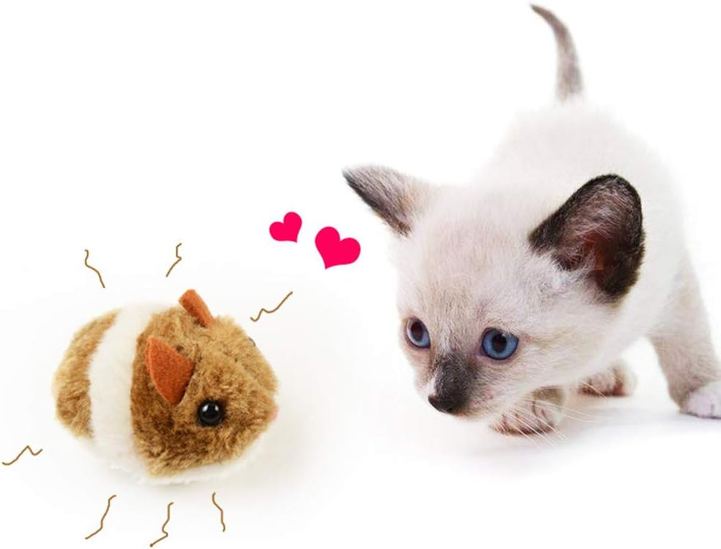 GUOJFEN Pull String Mouse Vibrating Movable Interactive Toy Fluffy Plush Mice for Cats Kitten Pets image number 3