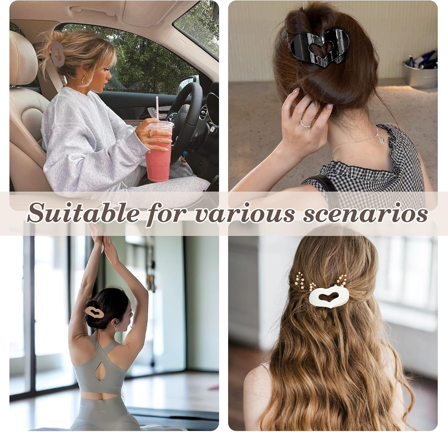 Leikedun Heart Hair Clips Women'S Flat Pack of 5 Hair Clips with Double Heart Design for Fine & Thick Hair, Matte Hair Clips for Women Girls image number 3