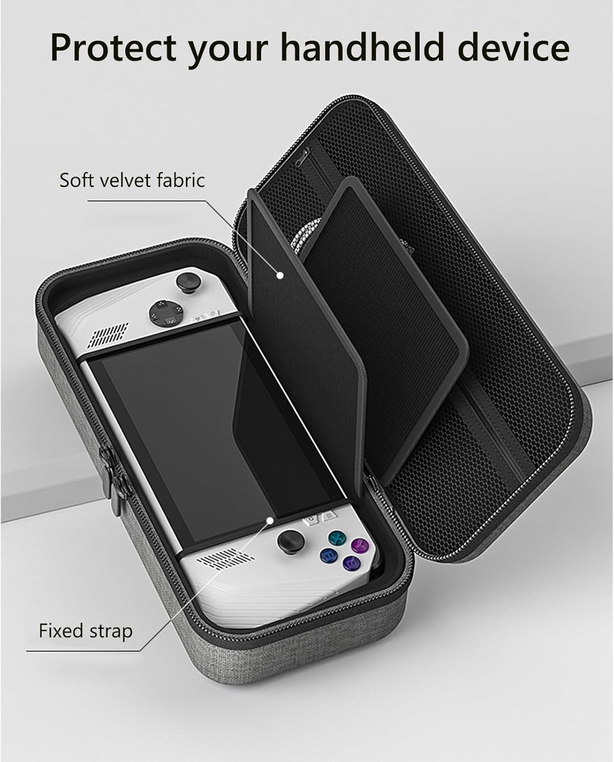 Carry Case Compatible with ASUS ROG Ally X/ROG Ally, Built-In Charger Storage & Slots, Portable Gaming Handheld Hard Case Protective Cover with Soft Inner Linner, Large Capacity Shockproof Bag (Black)