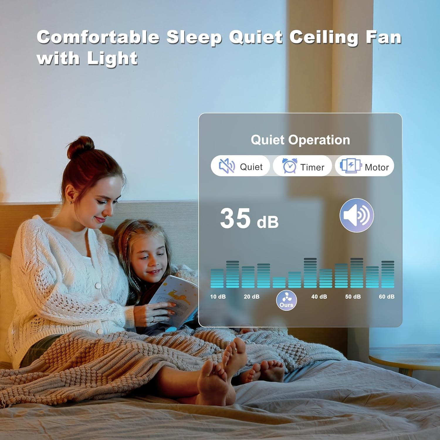 Ohniyou 46 Inch Ceiling Fan with Lights, Low Profile Ceiling Fans Remote/App Control - Dimmable, Silent DC Motor, Indoor Ceiling Fan for Bedroom Kitchen (Silver) image number 2