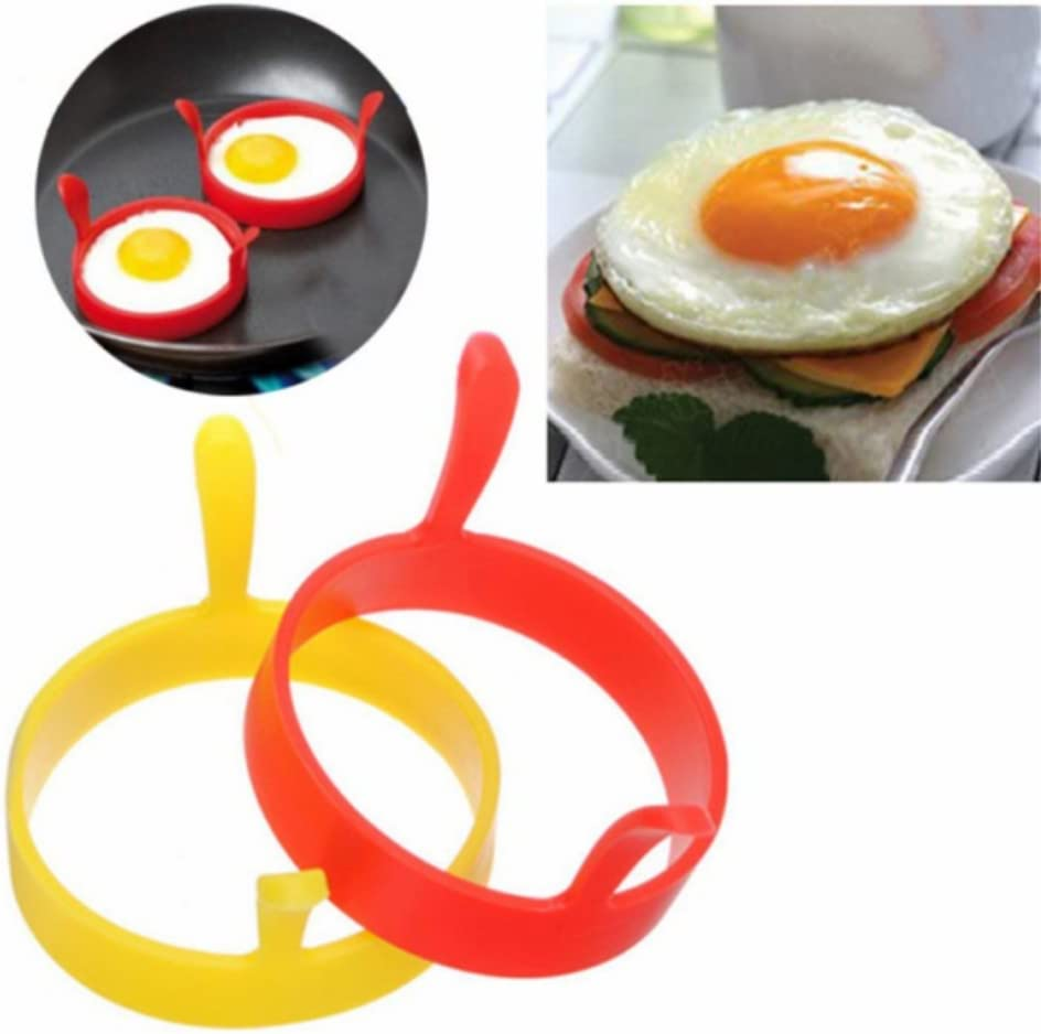 Silicone Egg Ring Mold, 6Pcs Non-Stick round Fried Egg Molds with Handle Heat Resistant Omelette Mould for Cooking and Frying image number 1