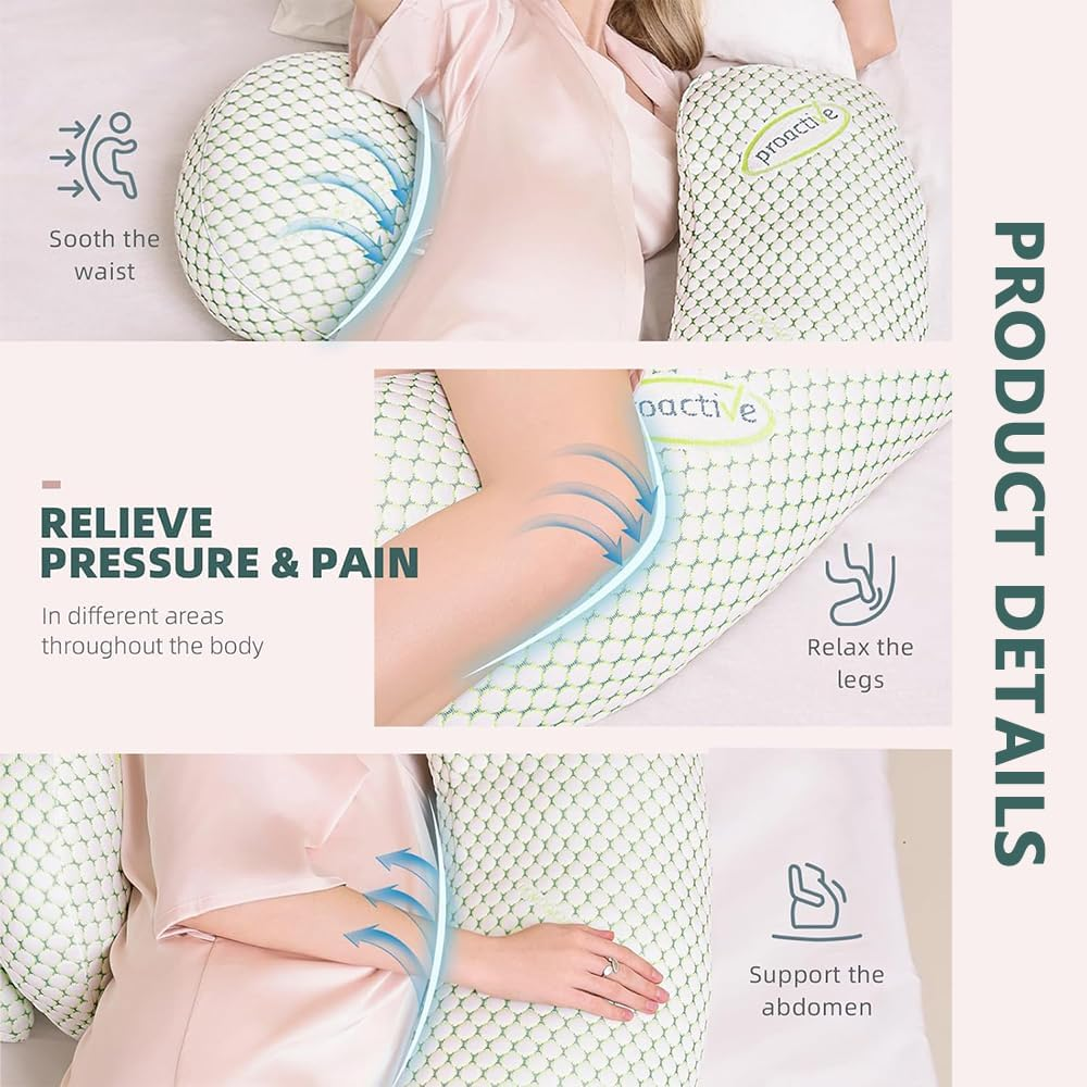 Ergonomic Pregnancy Pillow for Pregnant Women, Soft Full Body Maternity Pillow for Side Sleepers, Provides Back, Belly, Hip & Leg Support for Comfortable Sleep, Adjustable Washable Cover image number 5
