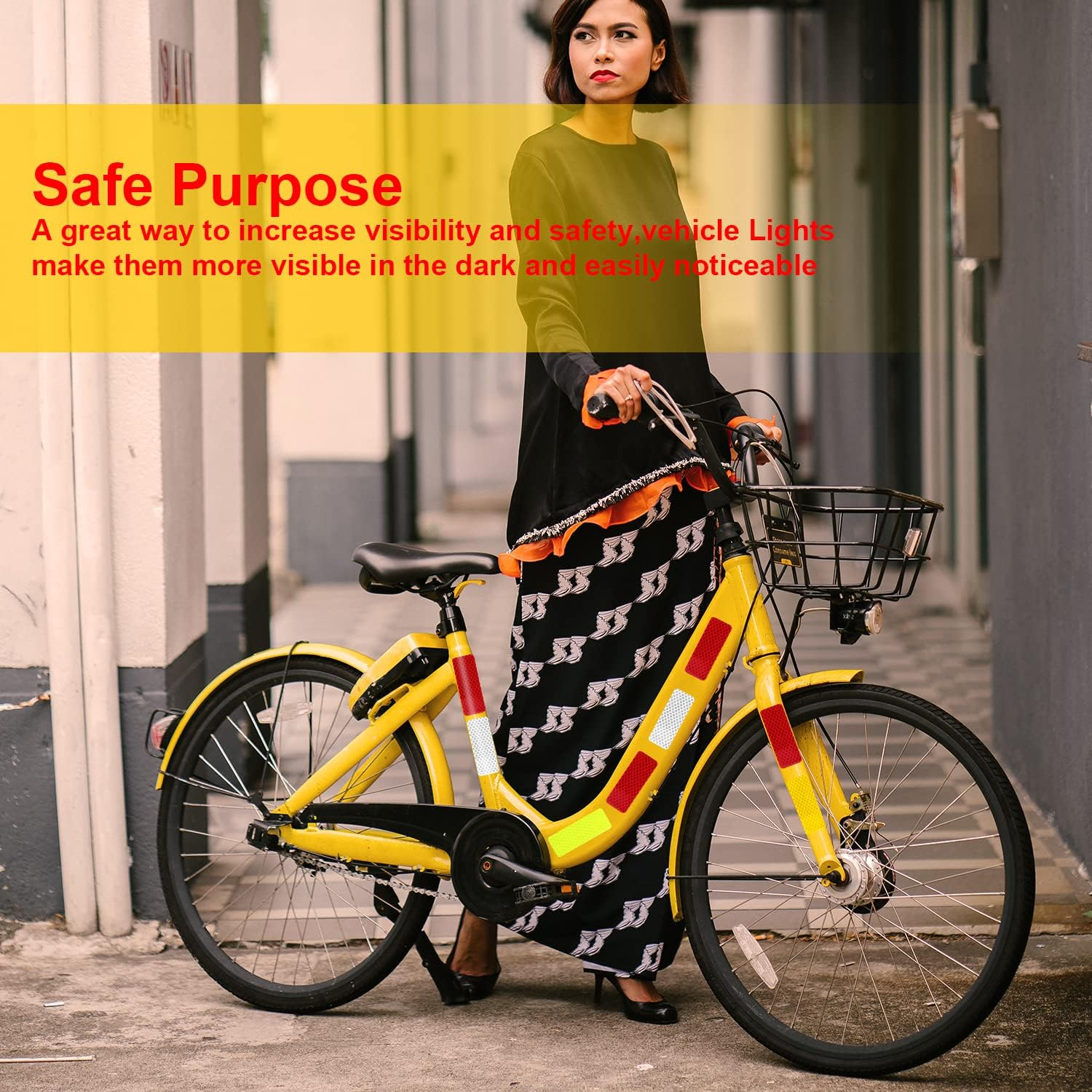 SAVITA 24Pcs 1.18X 3.25Inch Safety Reflective Stickers, Reflective Warning Stickers Waterproof Visibility Reflective Stickers Reflective Tape Stickers for Car Motorcycle Bike (Mixed Colors)