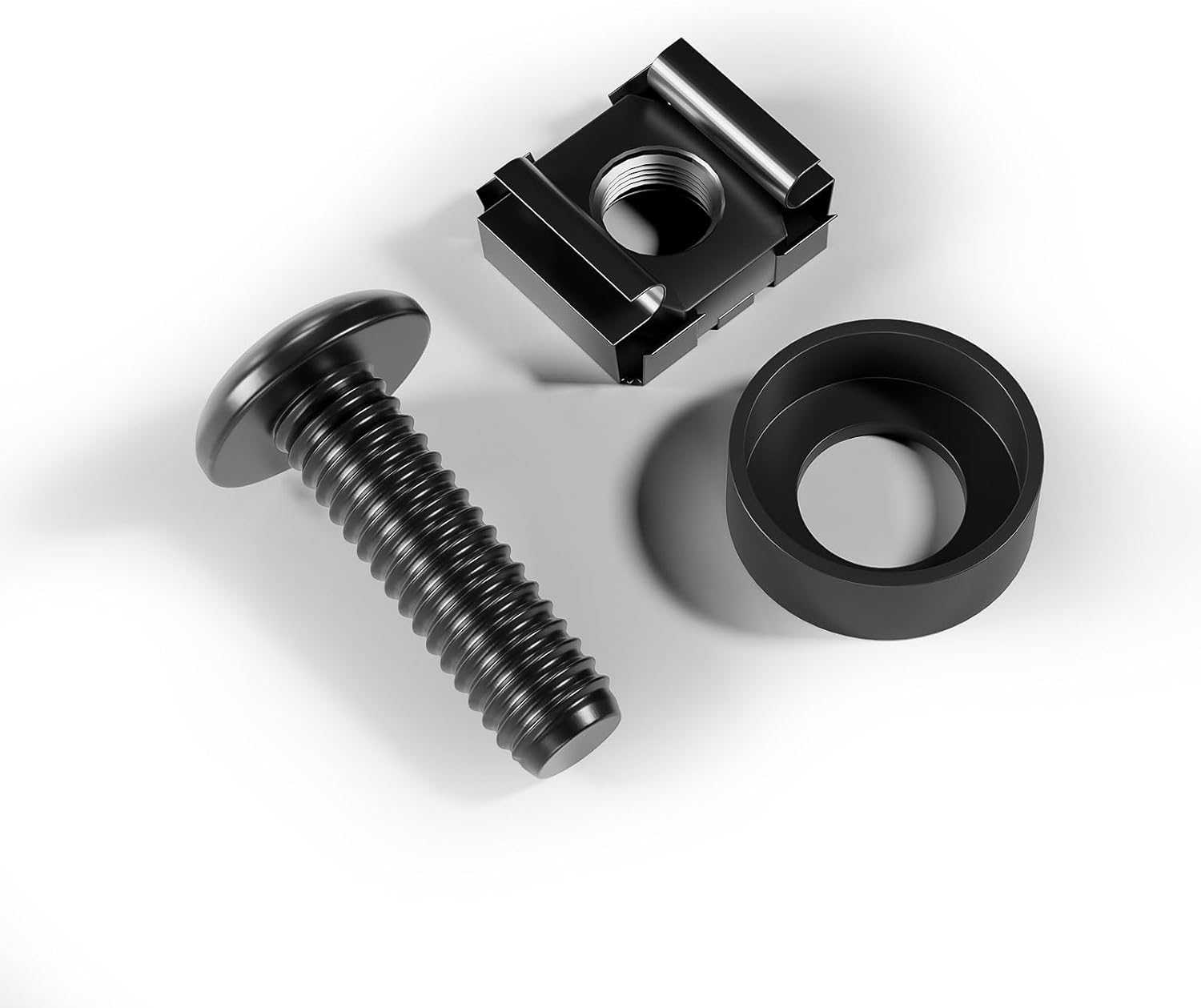 FGB 100 X M6 Cage Nuts Screws Set - 100 M6 X 20 Mm Set Patch Panel Racks Server Enclosure 19 Inch 10 Inch Mounting Kit Steel for Network Cabinets - Black image number 5