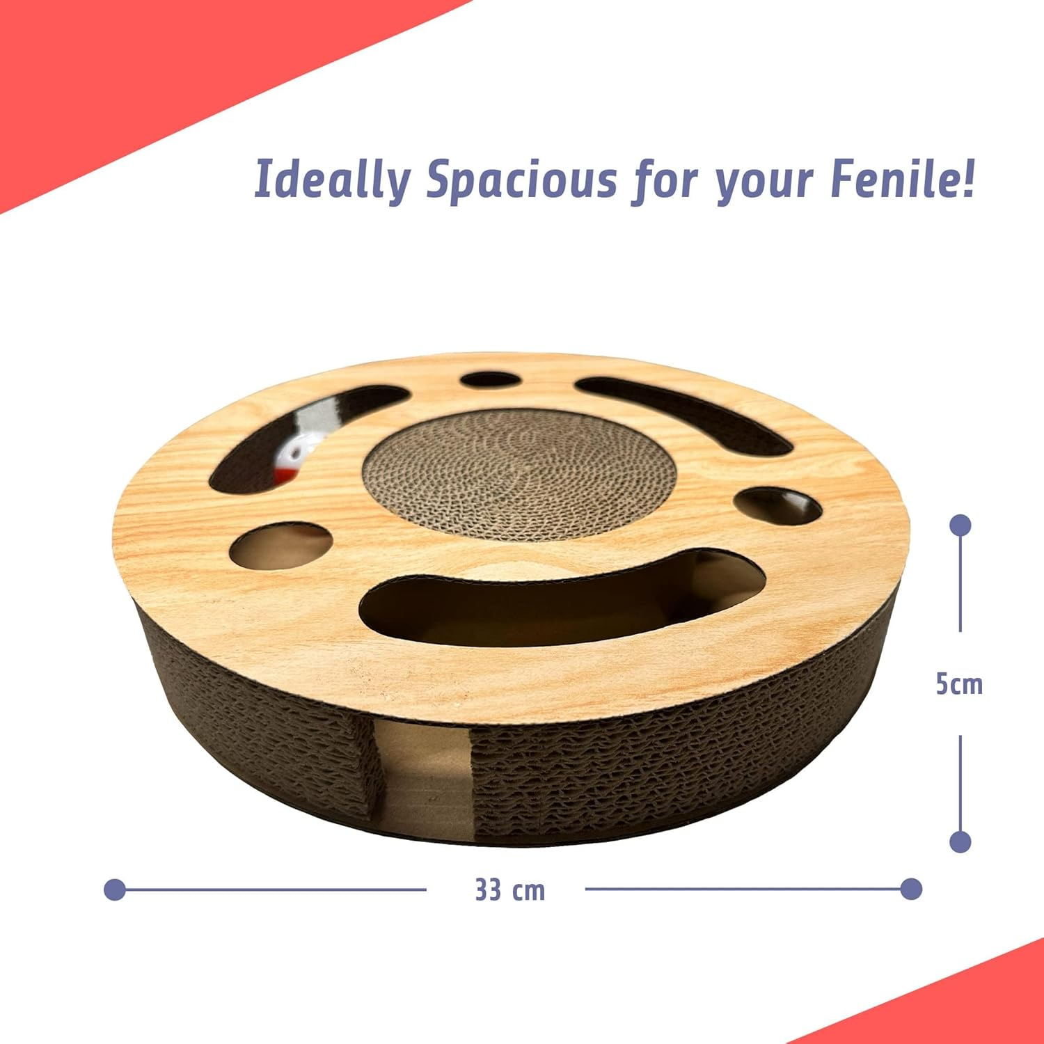 2-In-1 Cardboard Pet Cat Scratcher Toy Series | Scratching Board & Cozy Bed, Interactive Ball & Tunnel Design, Supports Pet Behavior & Relieves Stress, Ideal for Indoor Kittens and Cats, Circle
