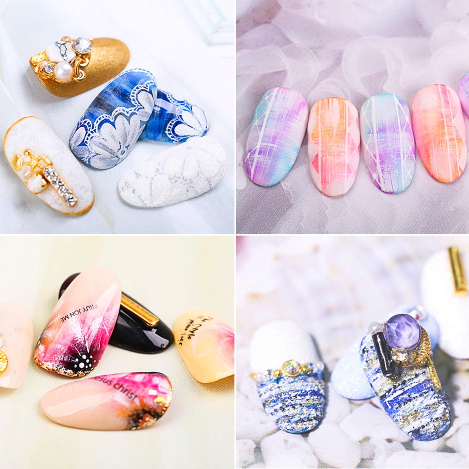 Avodova 5Pcs Nail Brush for Acrylic Powder, Nail Brush Pens with Glitter Handle, Nail Art Brushes Set Different Size, Nail Design Painting Brush Tools for UV Gel Nail, DIY Nail Art Decoration image number 1