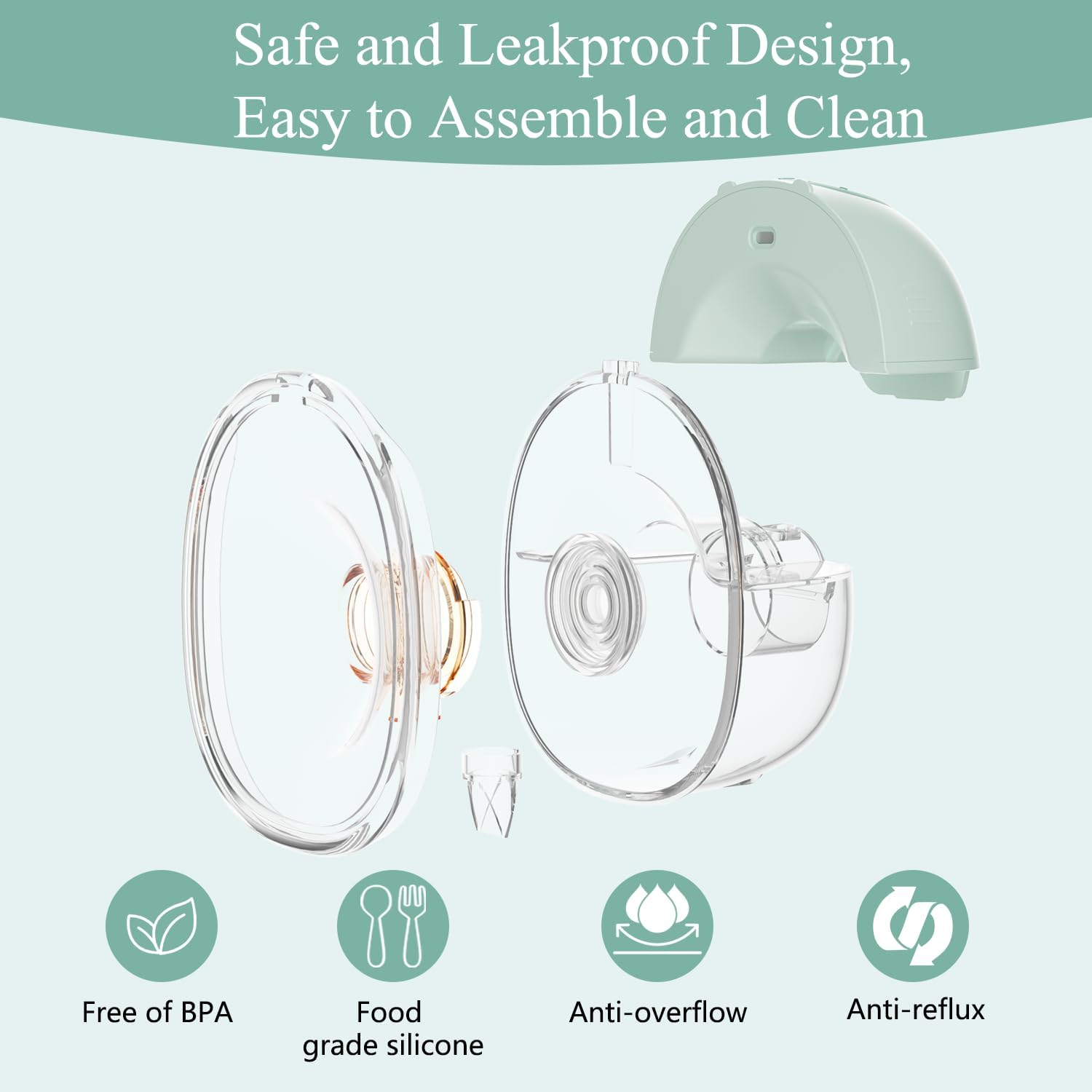 Wearable Breast Pump, Hands Freeelectric Breast Pump with Longer Battery Lifeled Display, Portable Low Noise Leakproof, 3Modes 12 Adjustable Levels, Comfortable Flangeinserts,Wearable Breast Pump (1) image number 6