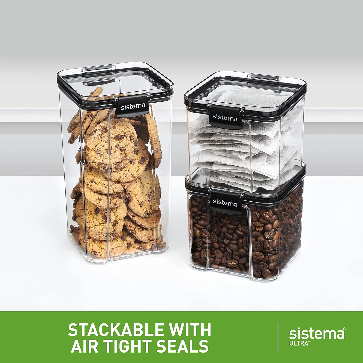 Sistema Ultra Collection Square Food Storage Container, 23.6 Oz./0.7 L, Clear/Black image number 6