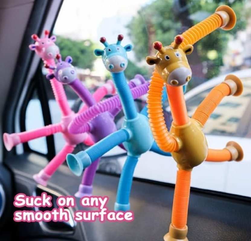 RUOXGZP Giraffe Sensory Toys,4Pcs Shape Changing Telescopic Tube Fidget Toys, for Toddlers, Educational Fidget Toys for Anxiety Kids for 3-10 Year Old Boys Girls