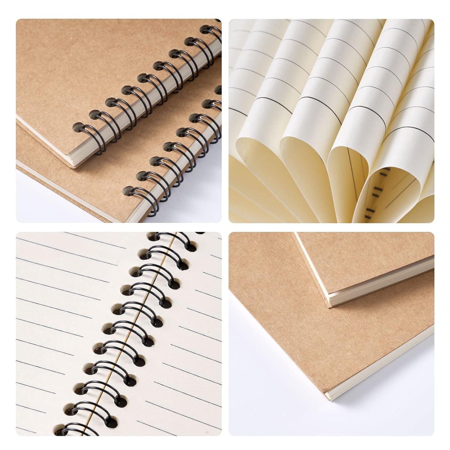 48 Pack A5 Spiral Notebook College Ruled Spiral Notebook Bulk Inches Hardcover Kraft Notebooks Lined Travel Writing Notebooks Journal Notepad for Office School Supplies, 100 Pages, 8.3 X 5.5 Inches image number 3