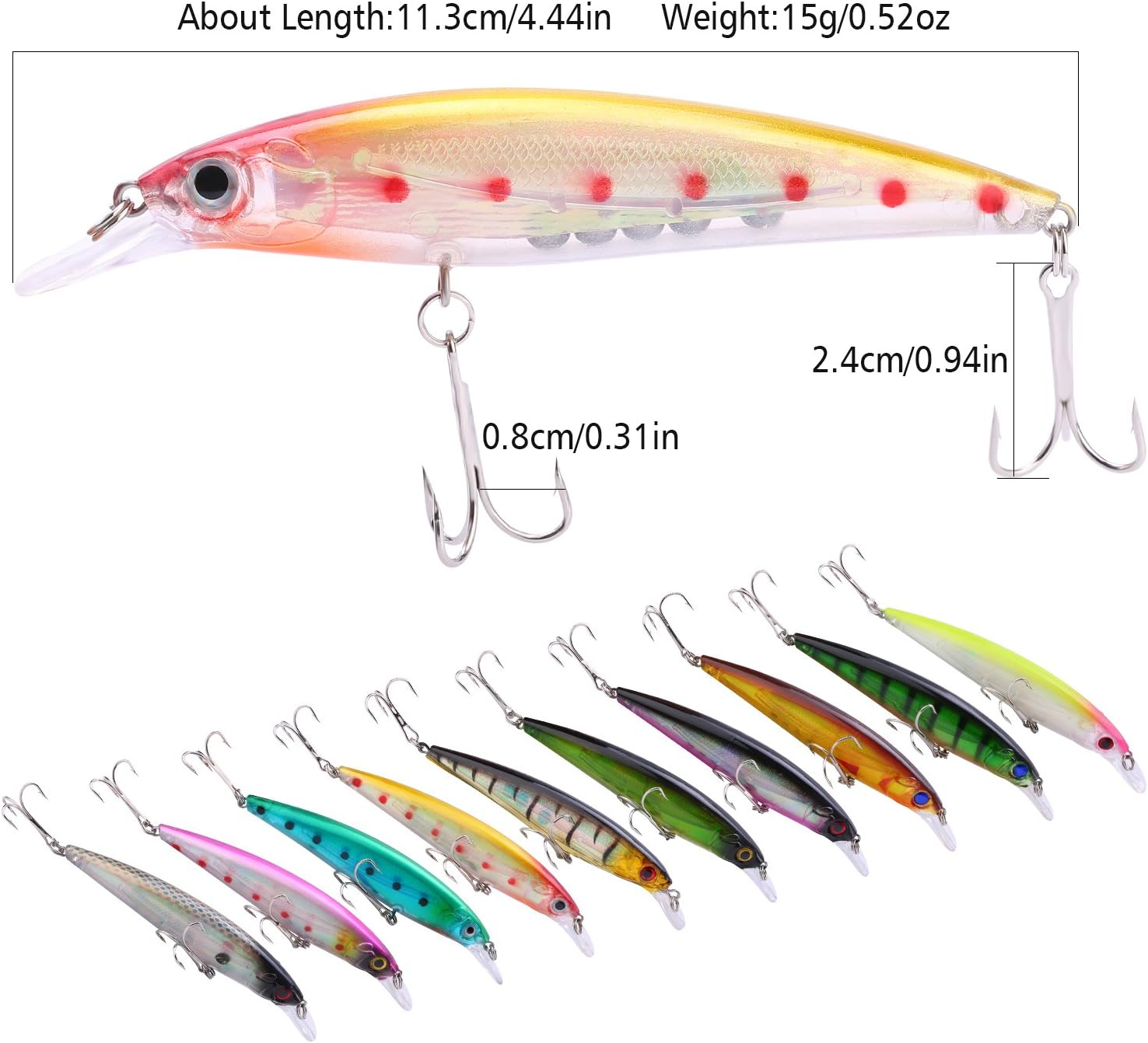 Sougayilang Minnow Fishing Lures Crankbaits Set Fishing Hard Baits Swimbaits Boat Topwater Lures for Trout Bass Perch Fishing - Style-A 10Pcs image number 1