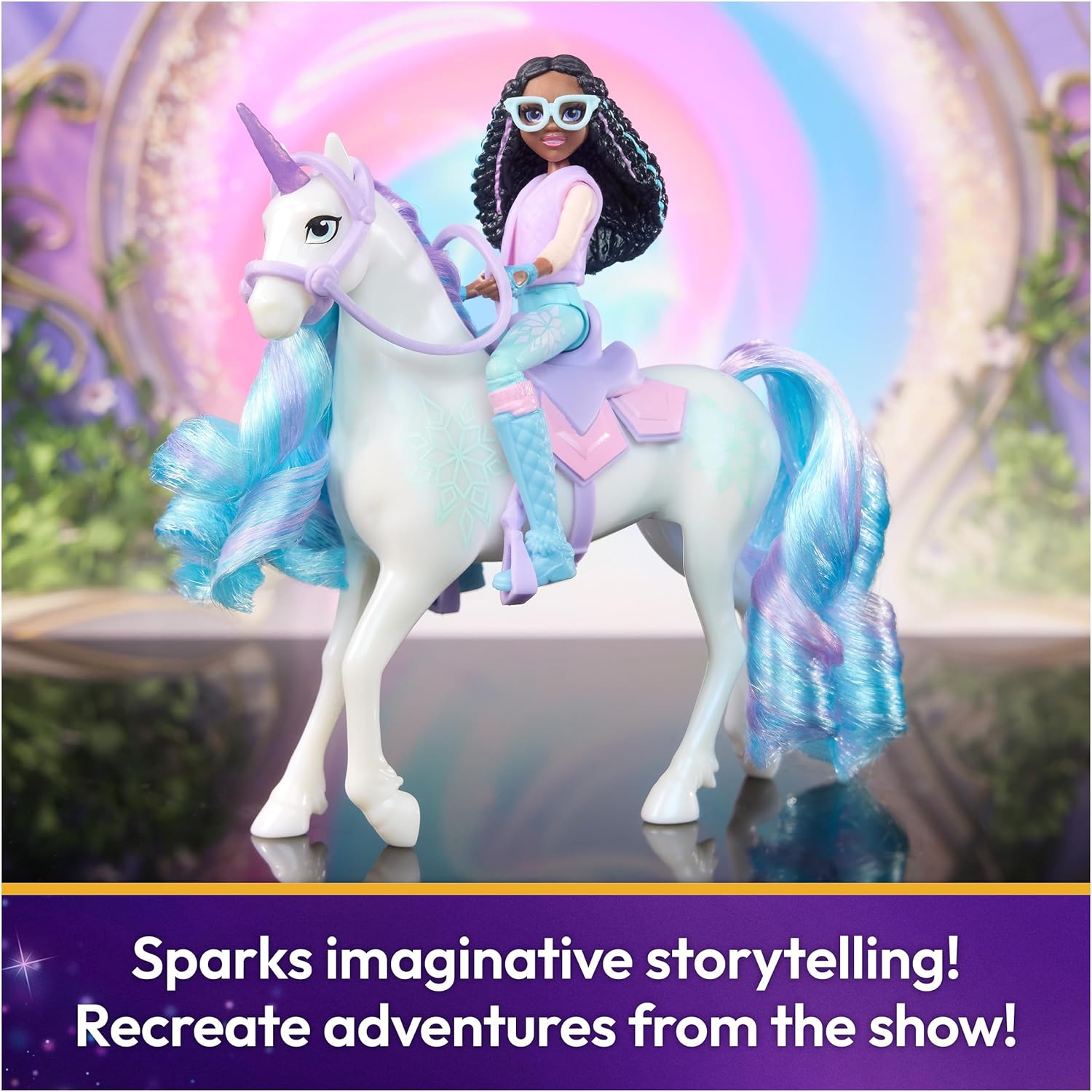 Unicorn Academy, Layla & Glacier Set with 2 Riding Accessories & Hair Styling Tool, Dolls & Unicorn Toys for Girls Ages 4 and Up image number 5