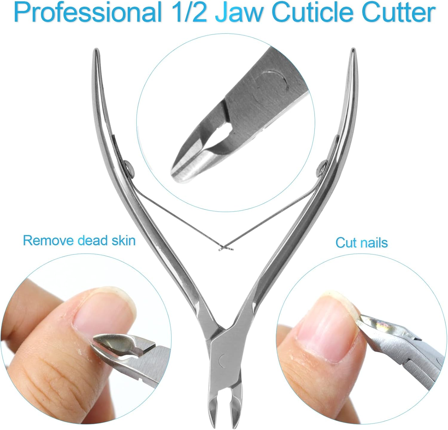 Sularpek Cuticle Remover Tool Set with Cuticle Cutter and Cuticle Pusher, 3 in 1 Professional Cuticle Remover, Cuticle Scissors, Stainless Steel Nail Care Tool for Manicure and Pedicure (Silver) image number 4