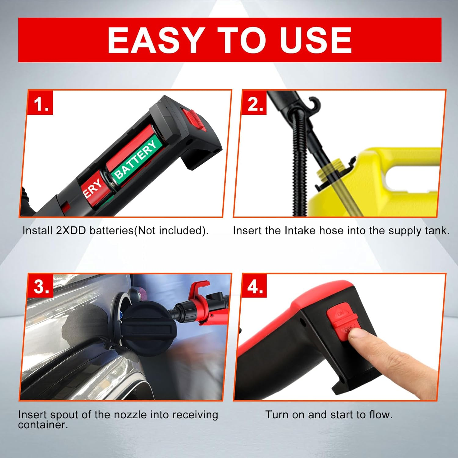 GEARTRONICS Portable Power Battery Fuel Pump,Battery Operated Electric Siphon Pump Liquid Transfer Pump up to 2.6 Gallons per Min for Gasoline Diesel Fuel without Battery image number 5