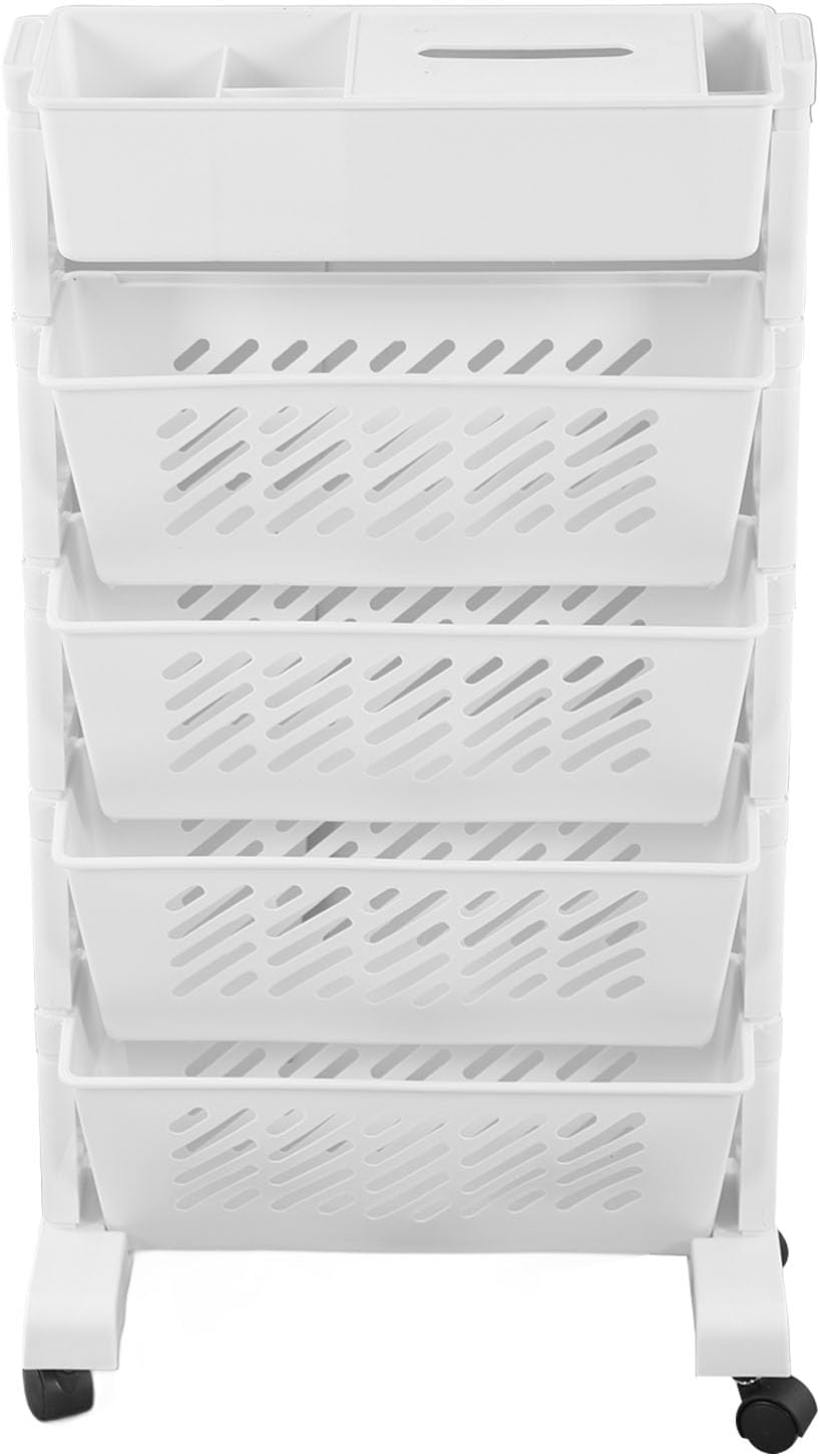 Rolling Plastic Organizer Shelf for Study with Removable and Rotating Bookcase with Multi-Level Capacity for Books, Magazines and Homework (5 Layer) image number 3