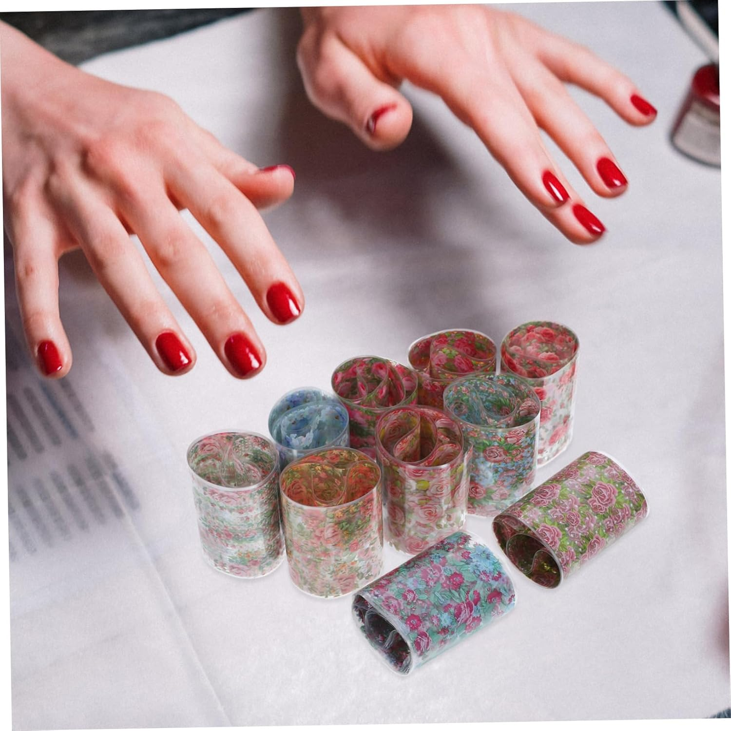 Mikinona 10 Sheets Flower Nail Art Stickers Christmas Nail Decals Women DIY Manicure Pastes for Party - Assorted Color image number 5