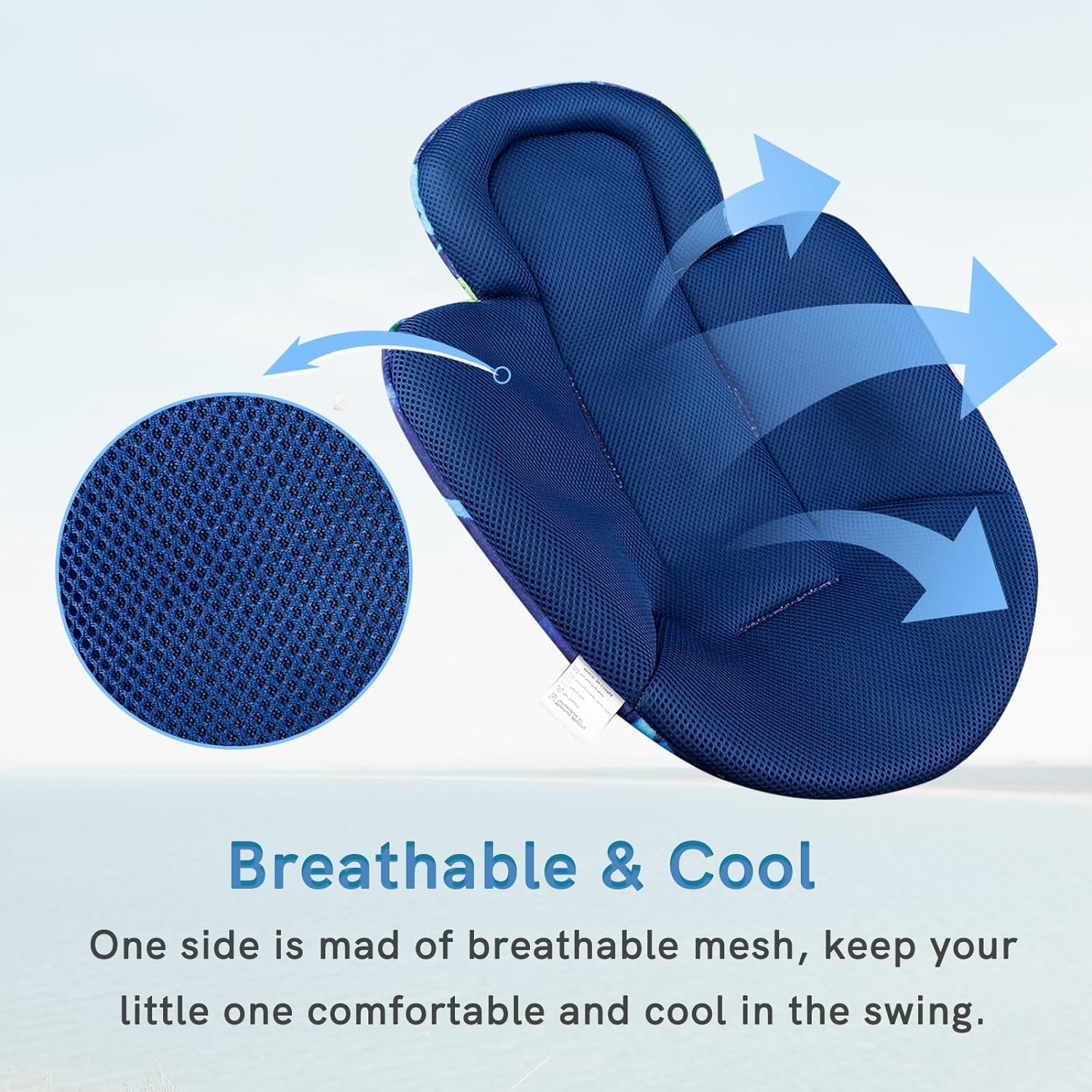 Infant Insert Boys, Newborn Head & Body Support Insert Cushion for Newborn to Toddler, Compatible with 4Moms Mamaroo and Rockaroo Swing, Reversible Design, Minky & Cool Mesh, Soft Breathable, Dinosaur - Purple Flower image number 4