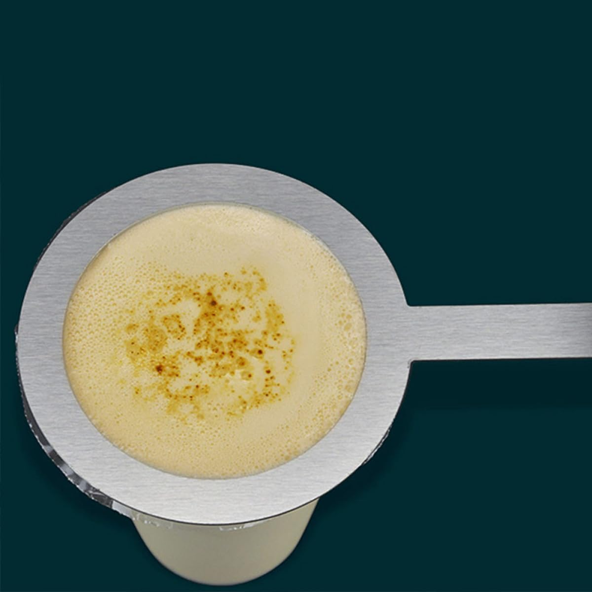 SHINEOFI Stainless Steel Milk Cup Rim Covers 98Mm Diameter Anti-Scald Baking Cup Rings with Handle for DIY Milk Tea and Coffee 4Pcs Set image number 1