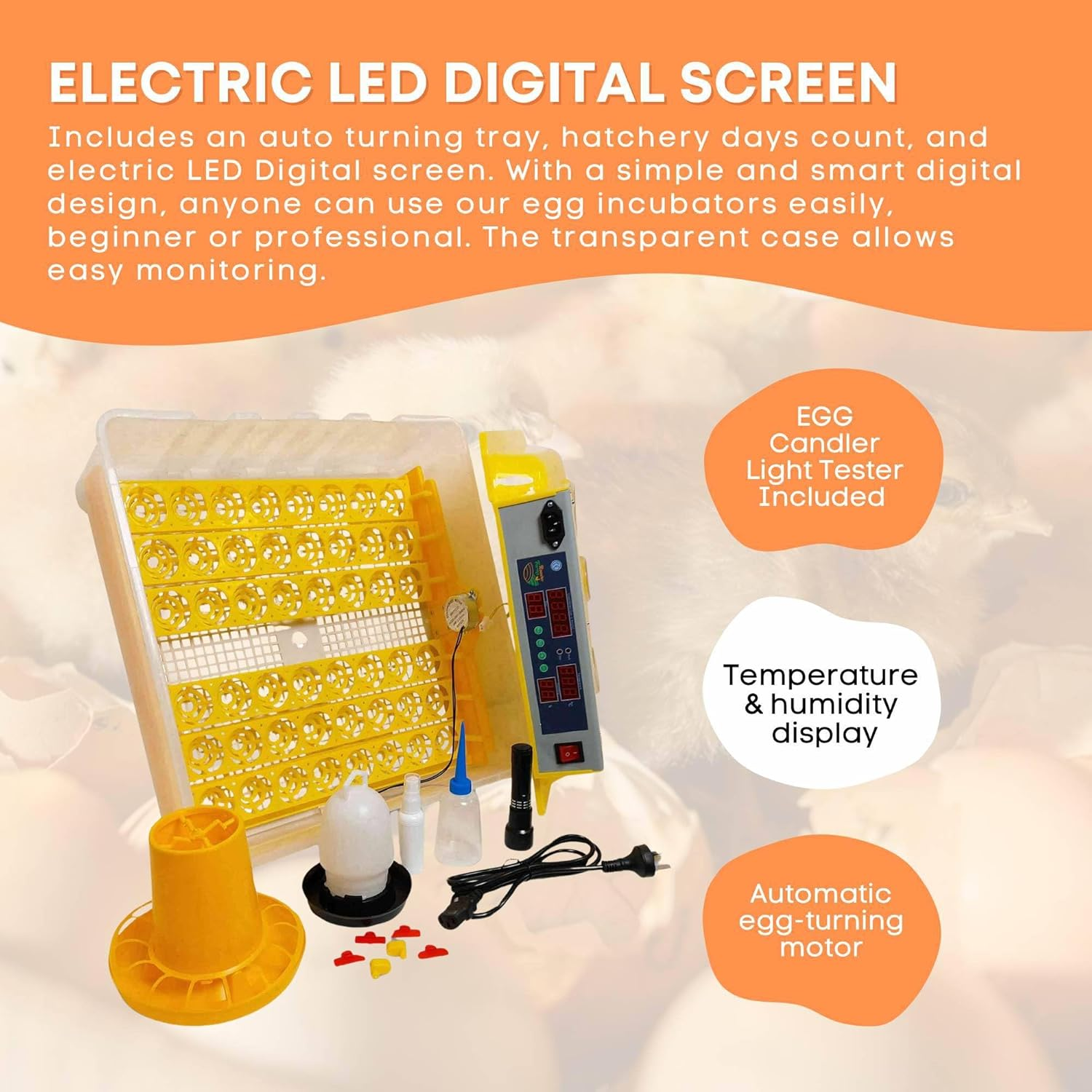 Electric 48 Egg Incubator + Accessories Hatching Eggs Chicken Quail Duck image number 3