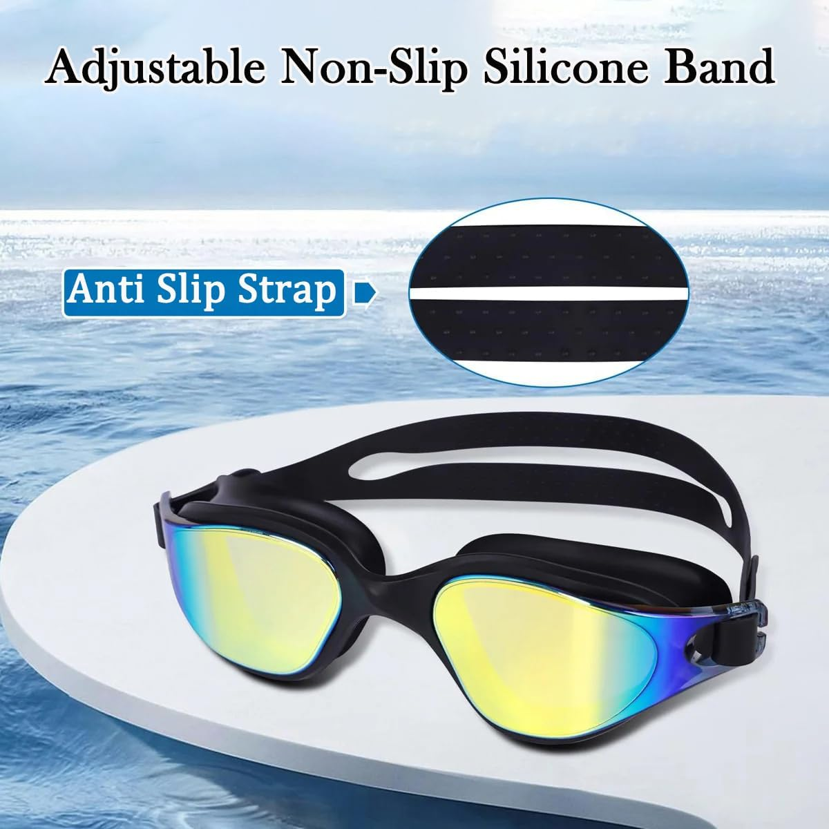 KEWAYO Swim Goggles, Wide View Clear View Swimming Goggles for Adult, Anti-Fog UV Protection No Leak Vision Pool Goggles image number 3