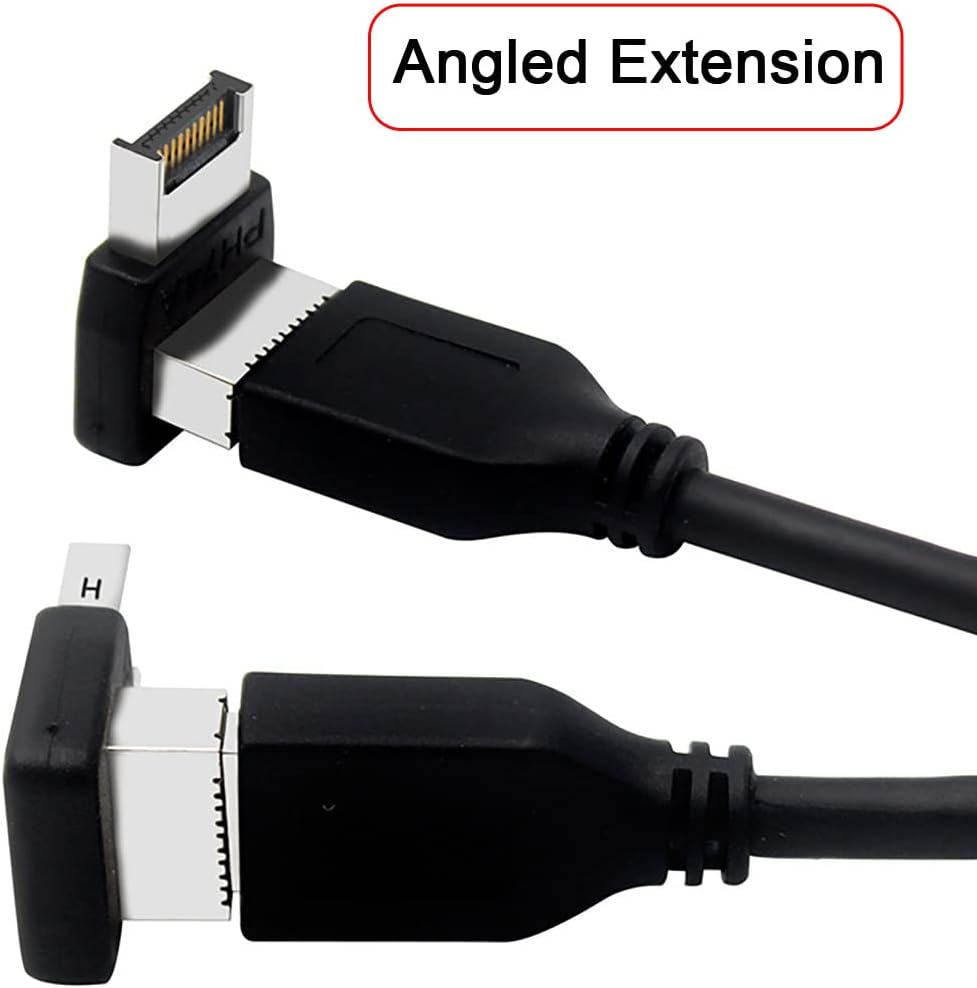 Cablecc 2Pcs USB 3.1 Front Panel Header Male to Female Type-E Motherboard Extension Data Adapter image number 3