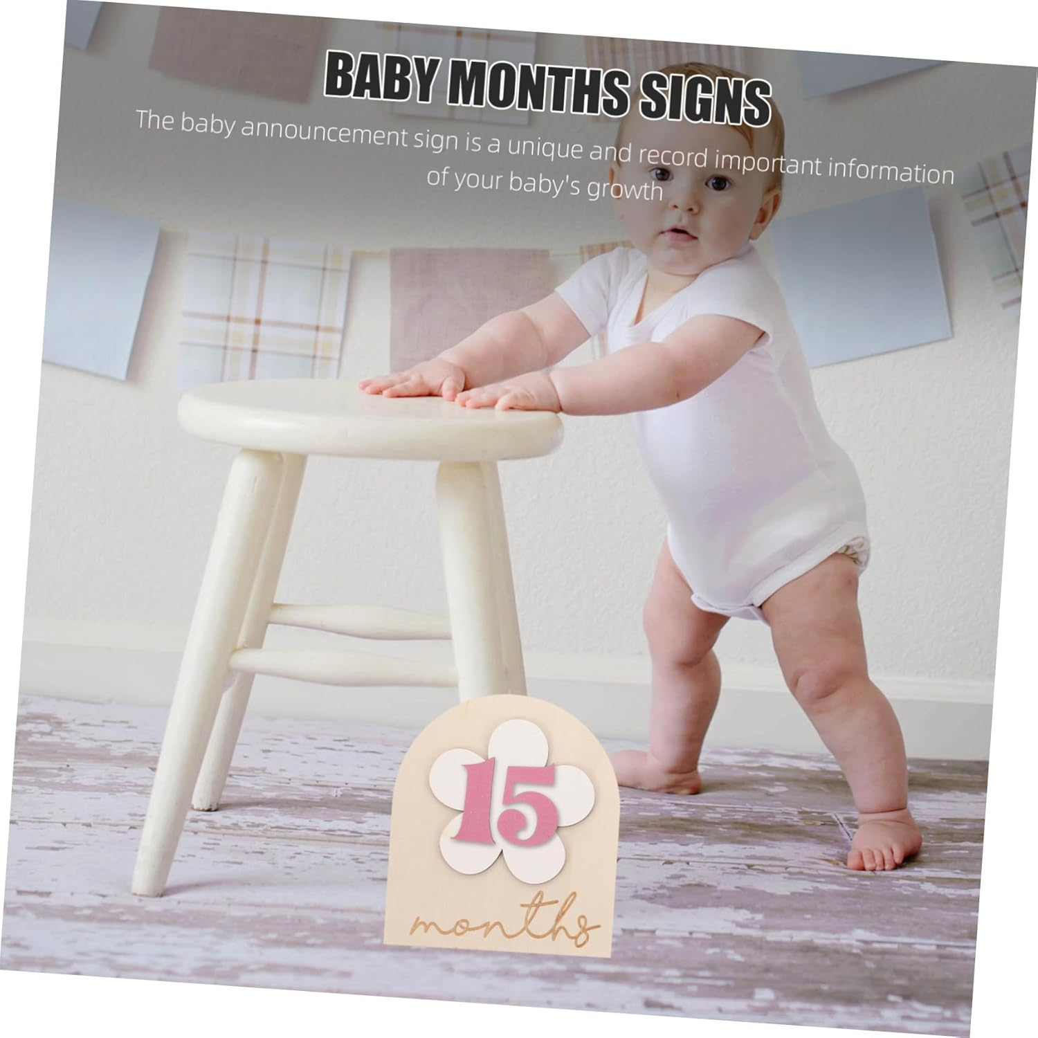 NUOBESTY Wooden Monthly Milestone Cards with Discs Natural Wood Photo Prop Kit for Newborn Photography Announcement and Growth Recording Safe and Decorative Months Signs image number 1