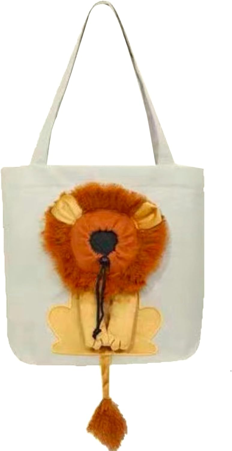 Cats Go Out to Pack Small Lions, Exposed Animals, Portable Canvas, Breathable Small Dog Pet Backpack-Milk White Background+Lion-Large (Within 12 Kg) image number 5