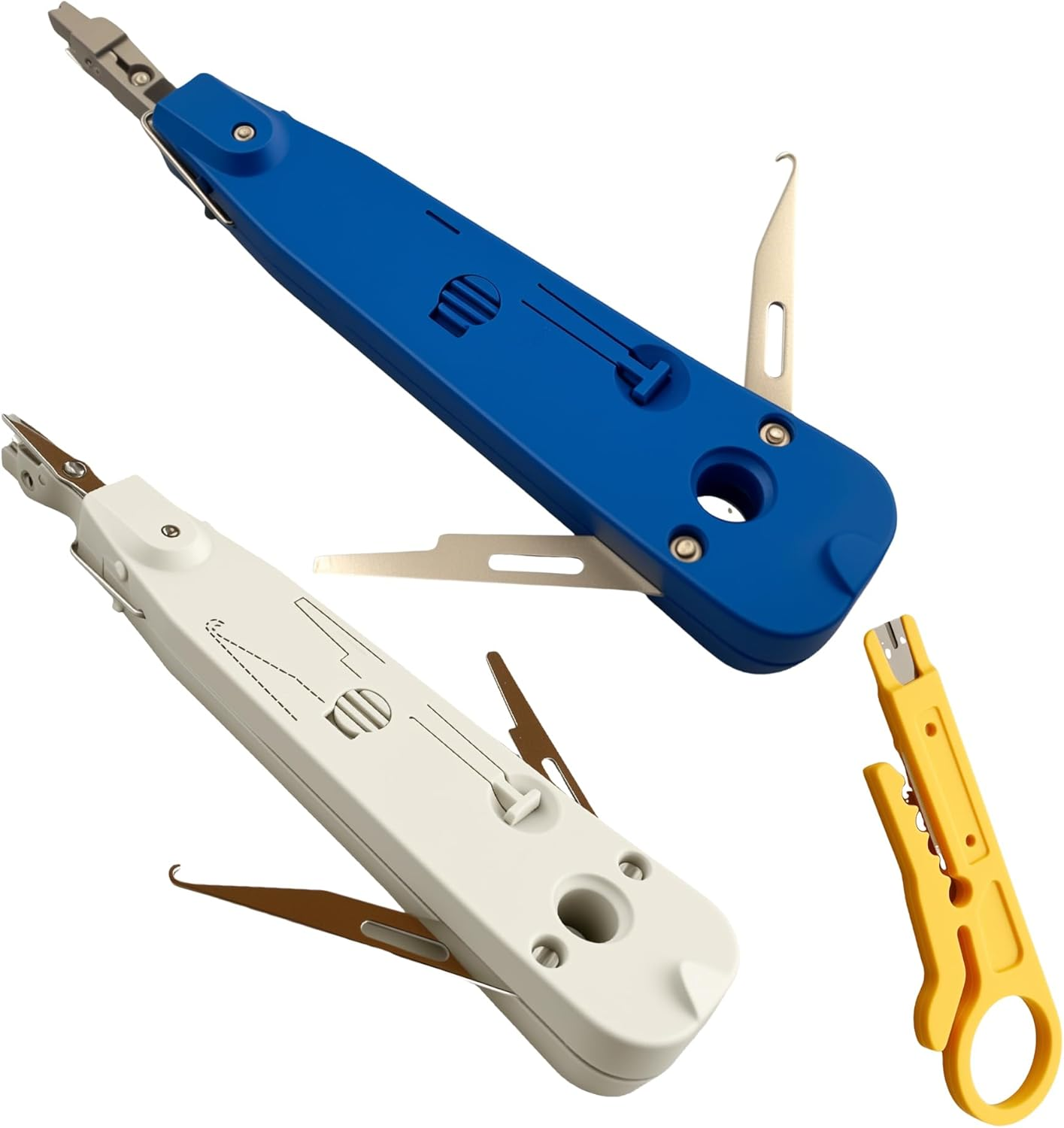 EFGTEK 2 Punch down Tool Compatible with Krone Blade and 1 Network Wire Stripper, Multifunction Hook Tool for Telephone Impact Terminal Insertion and Cat6A,Cat6,Cat5E,Cat5 Cable image number 5